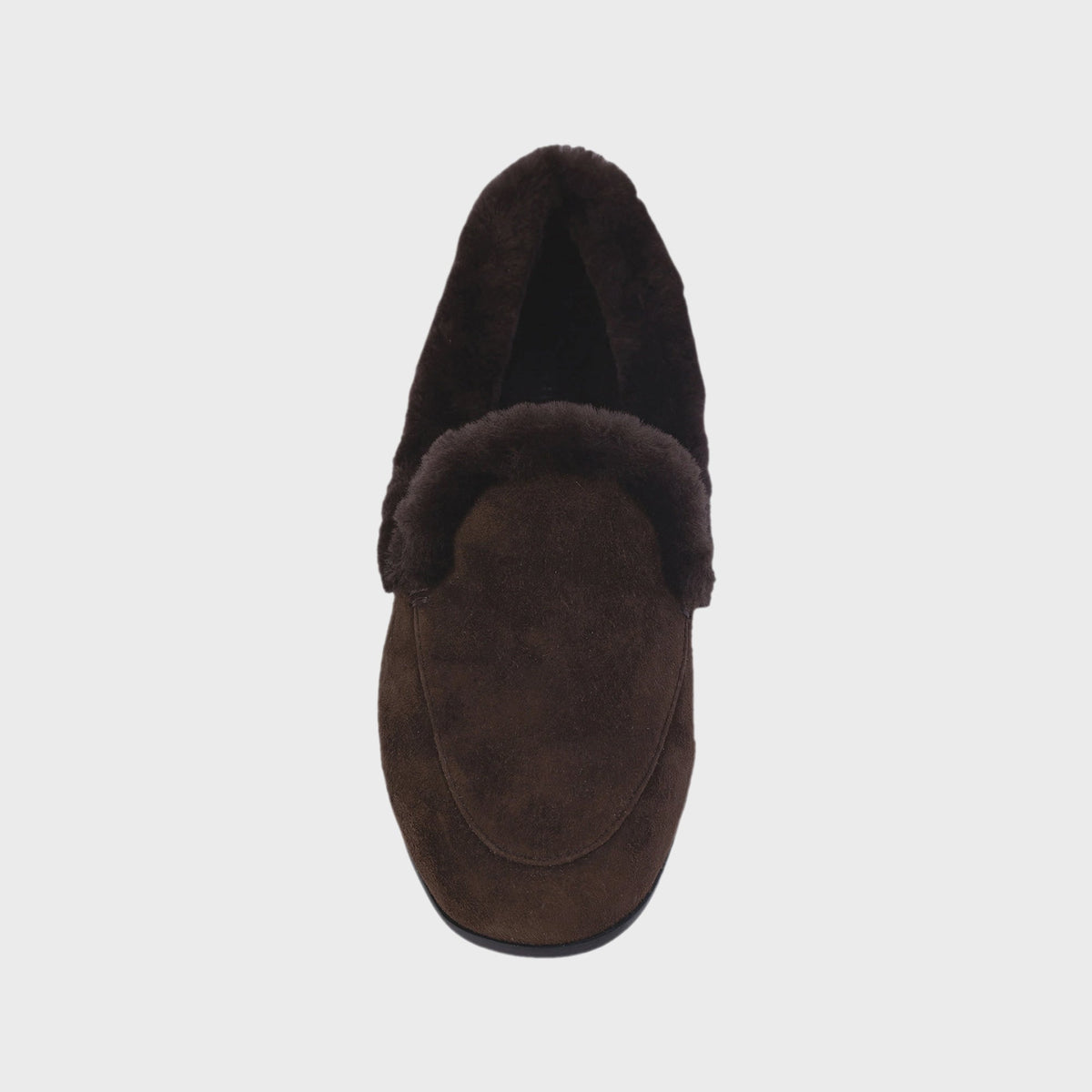 Black Suede Studio Zora Loafer - Dark Brown Suede / Wool Shearling