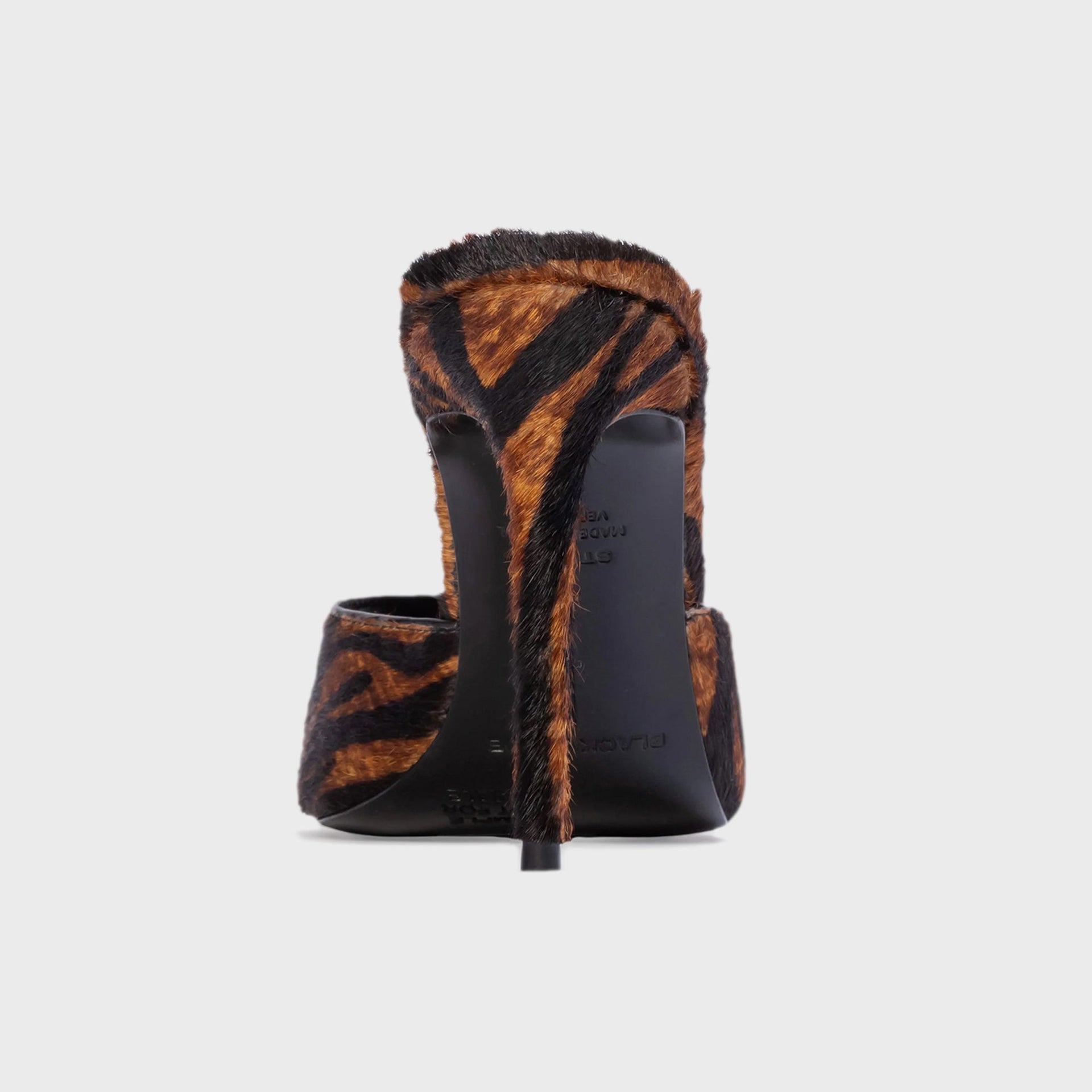 Black Suede Studio Jazz 100 Mule - Brown Zebra Pony Hair