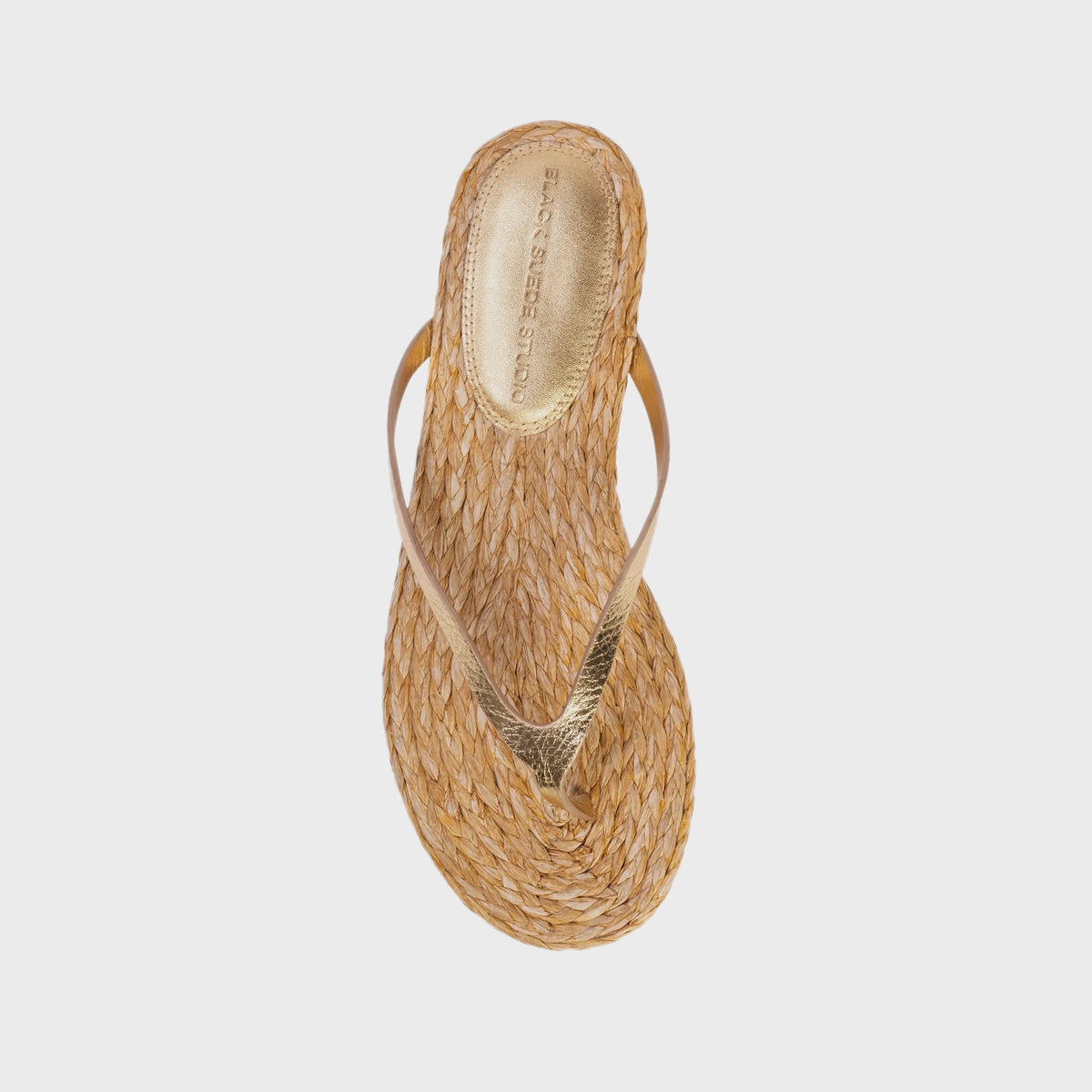 Black Suede Studio Alaya - Natural Raffia / Gold Metallic Leather