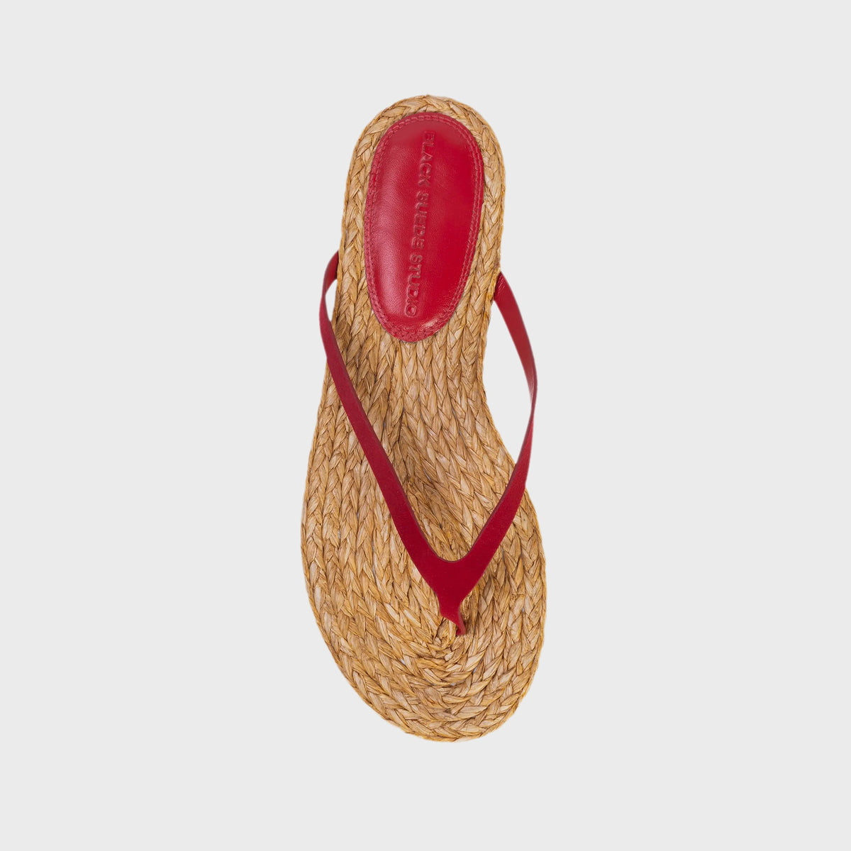 Black Suede Studio Alaya - Natural Raffia / Cherry Suede