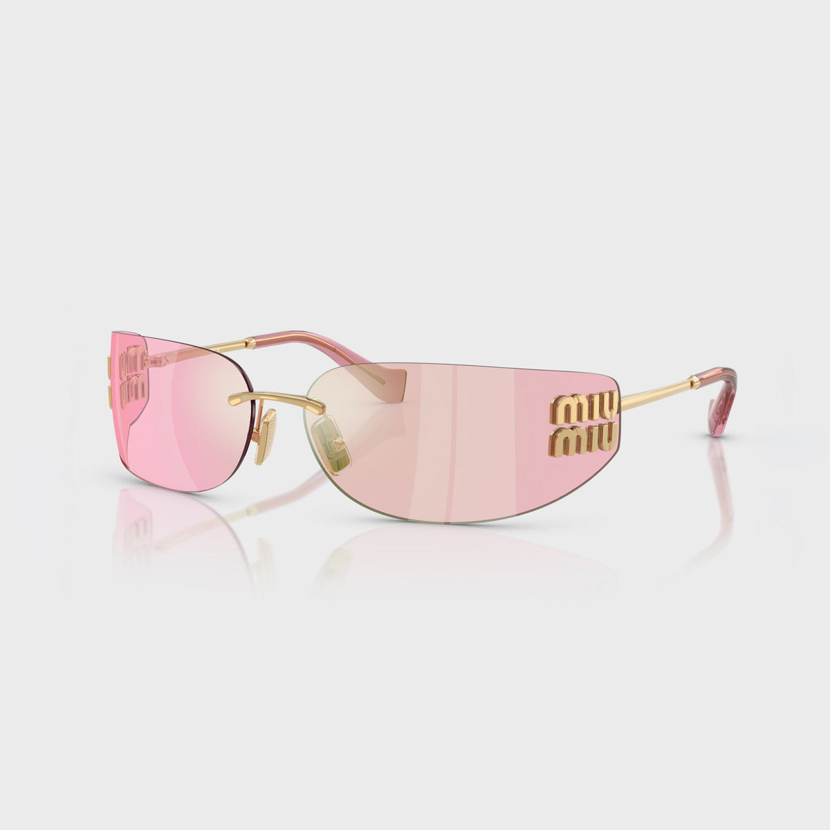 Miu Miu Aube Sunglasses - Gold / Pink Mirror Green