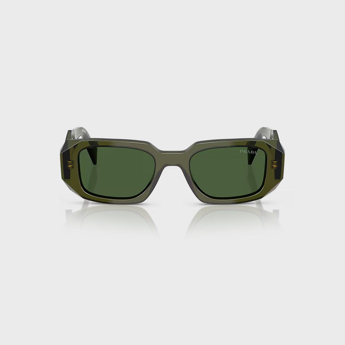 Prada Symbole PR 17WS Rectangular Sunglasses - Transparent Bottle / Dark Green