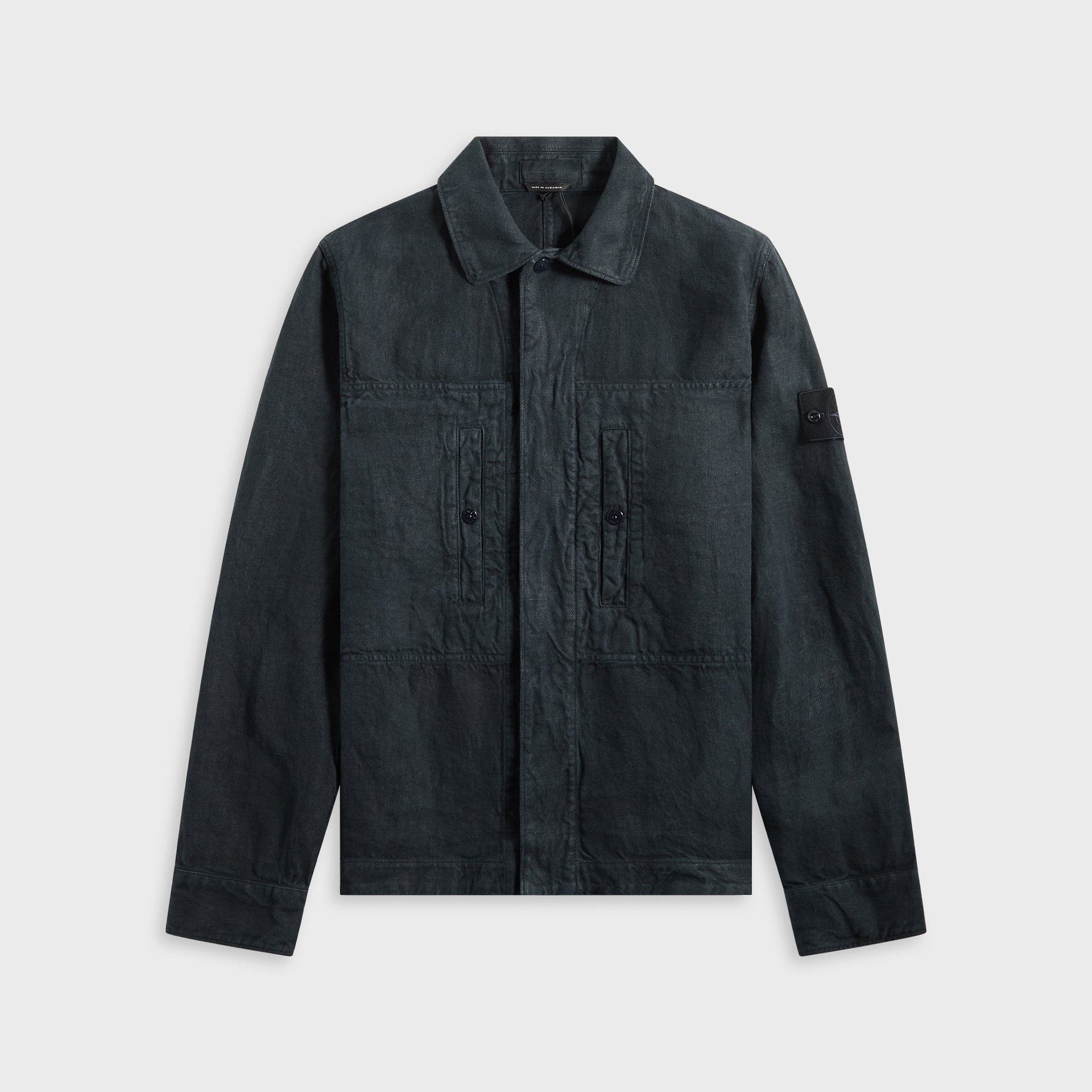 Stone Island Diagonal Linen Garment Dyed Ghost Piece in Navy Blue