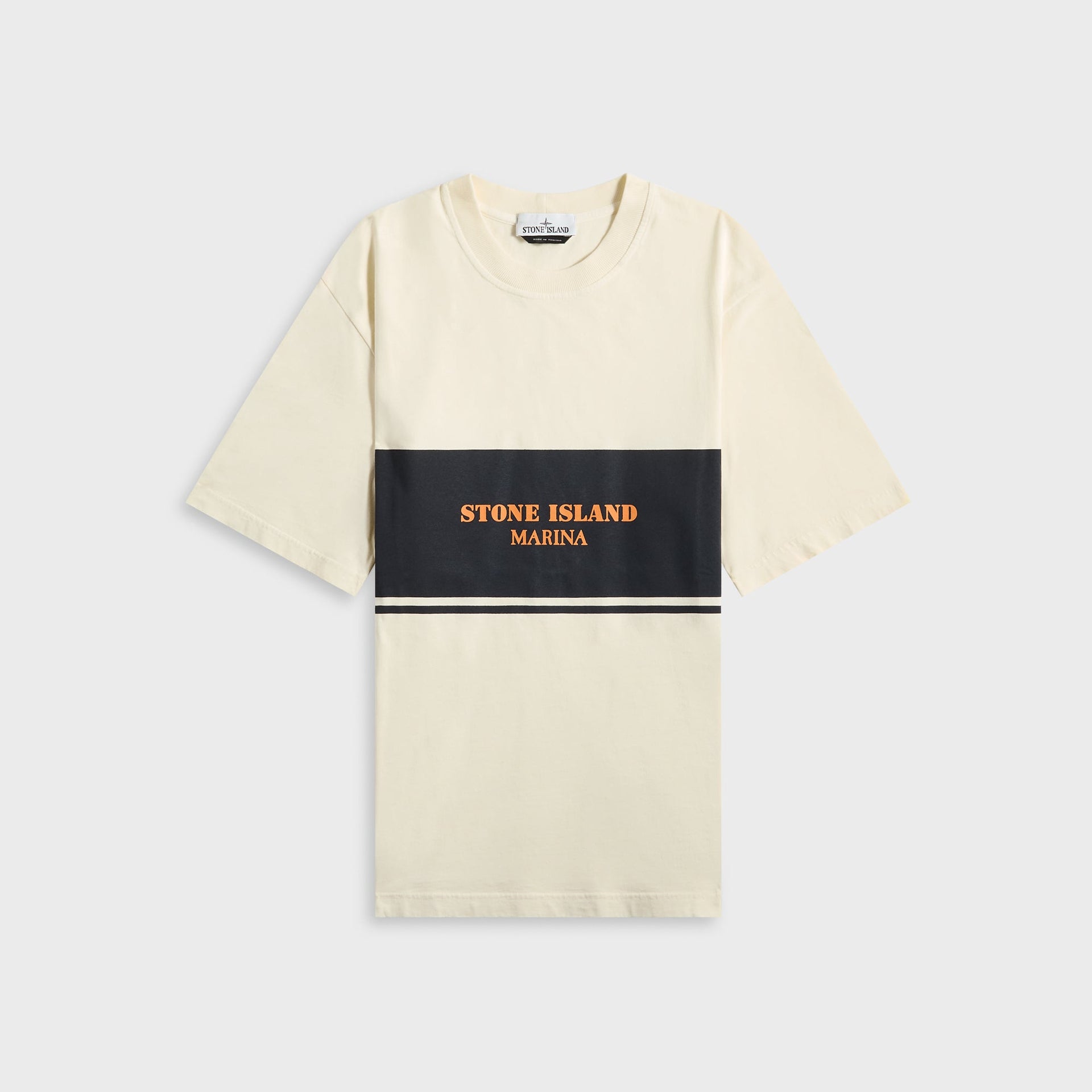 Stone Island Garment Dyed Cotton Marina Tee in Ivory
