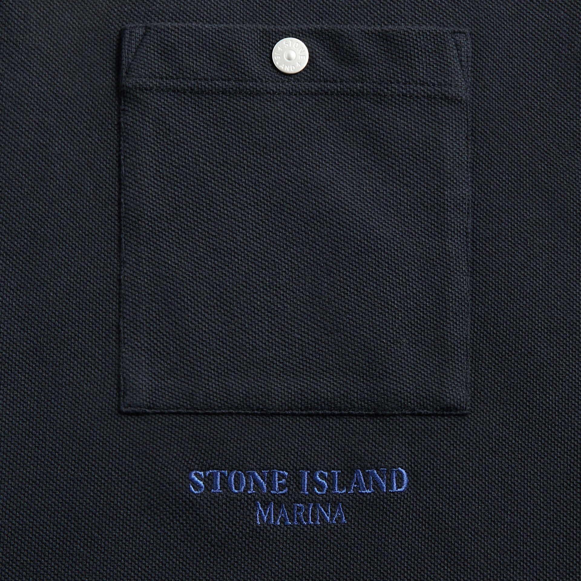 Stone Island Cotton Pique Marina Polo in Navy Blue