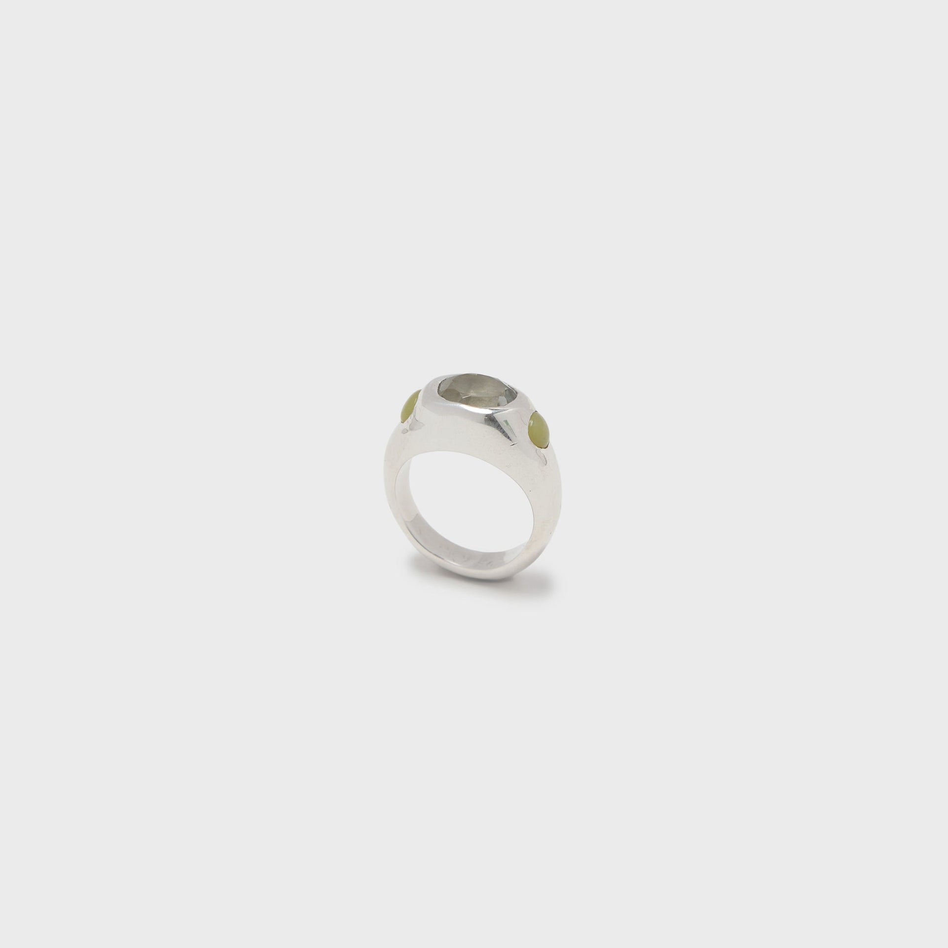 Faris Jelly Ring - Silver / Green Amethyst / Serpentine