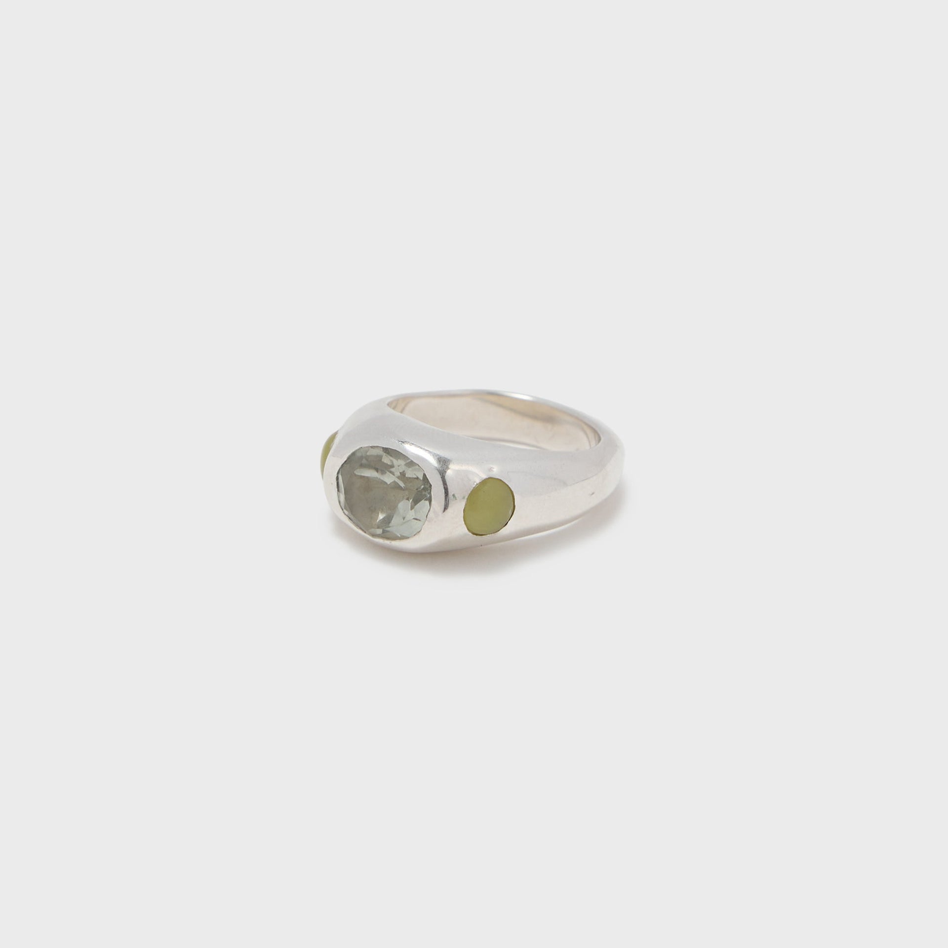 Faris Jelly Ring - Silver / Green Amethyst / Serpentine