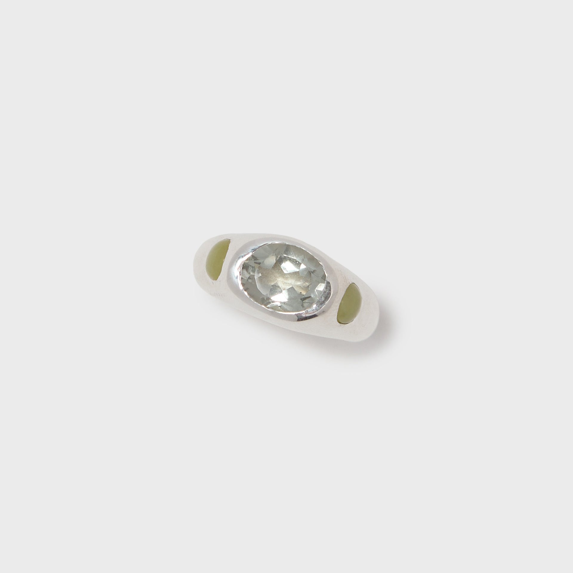 Faris Jelly Ring - Silver / Green Amethyst / Serpentine