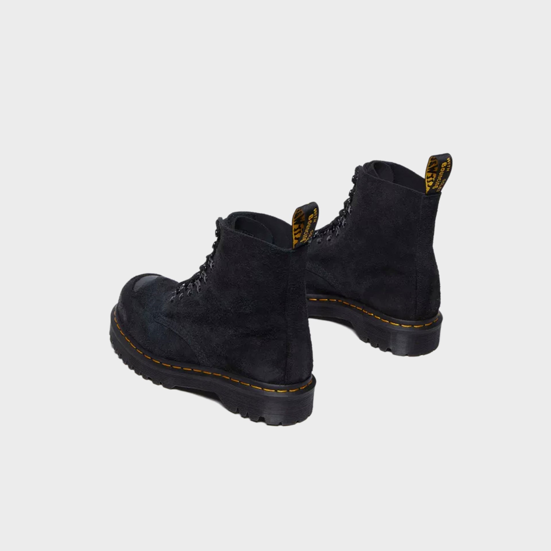 Dr. Martens 1460 ST Black Burnished Hairy Suede Lace Up Boots - Black