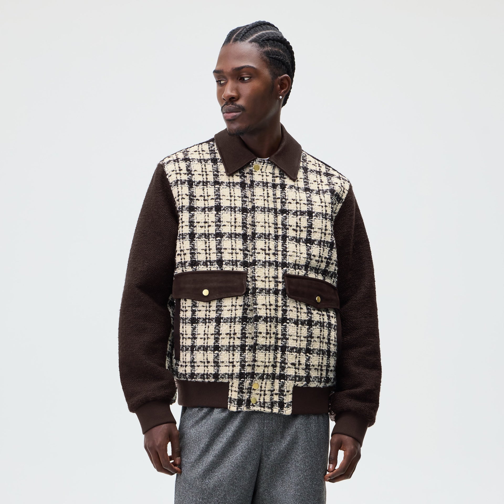 &Kin Mixed Tweed Hawthorne Flight Jacket - Sandrift