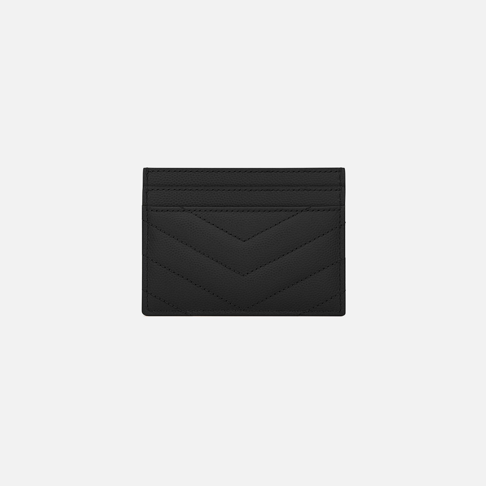 Saint Laurent YSL (172Y) Mono Card Holder with Silver Cassandre - Nero