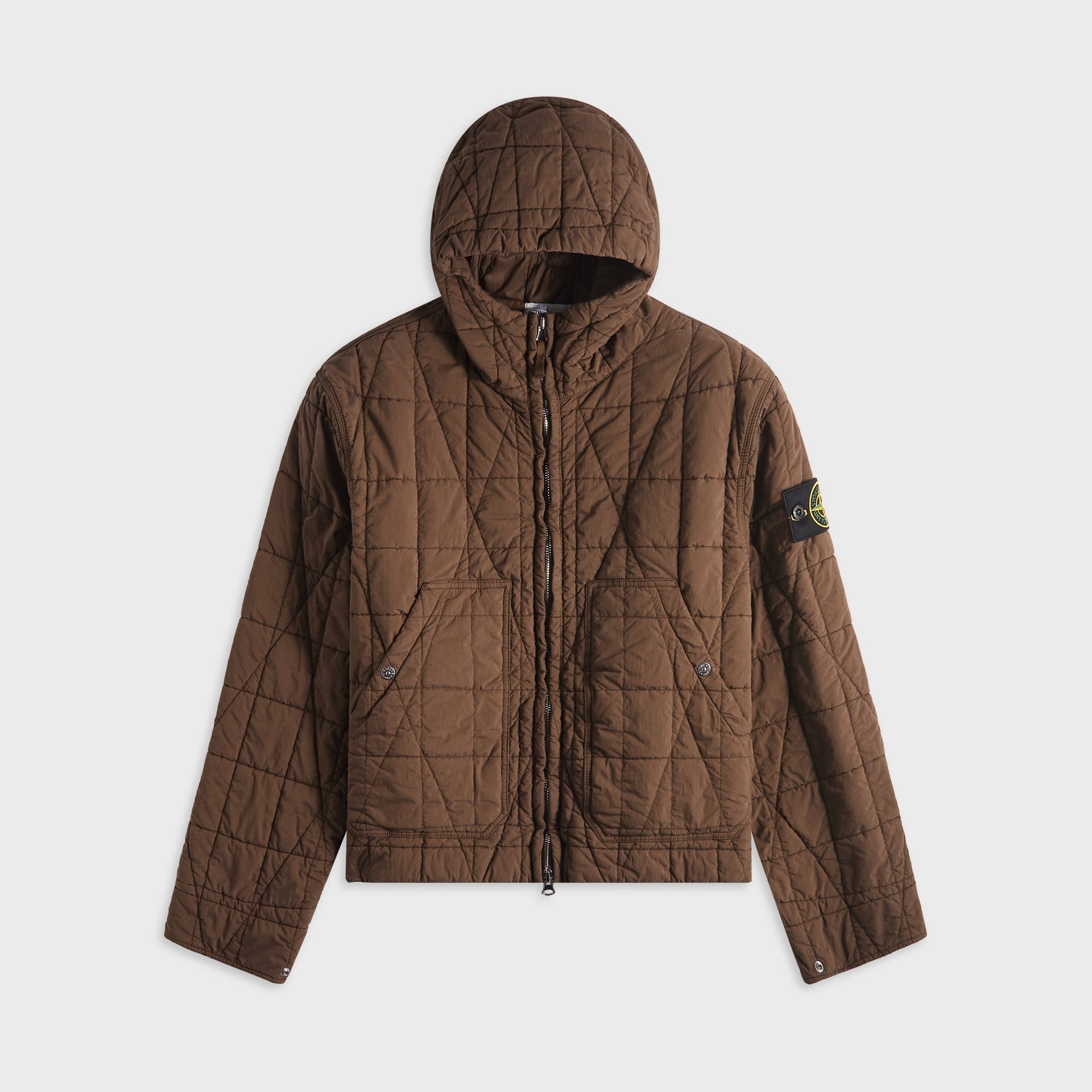 Stone Island Cotton Nylon Tela Quilted Jacket - Umber
