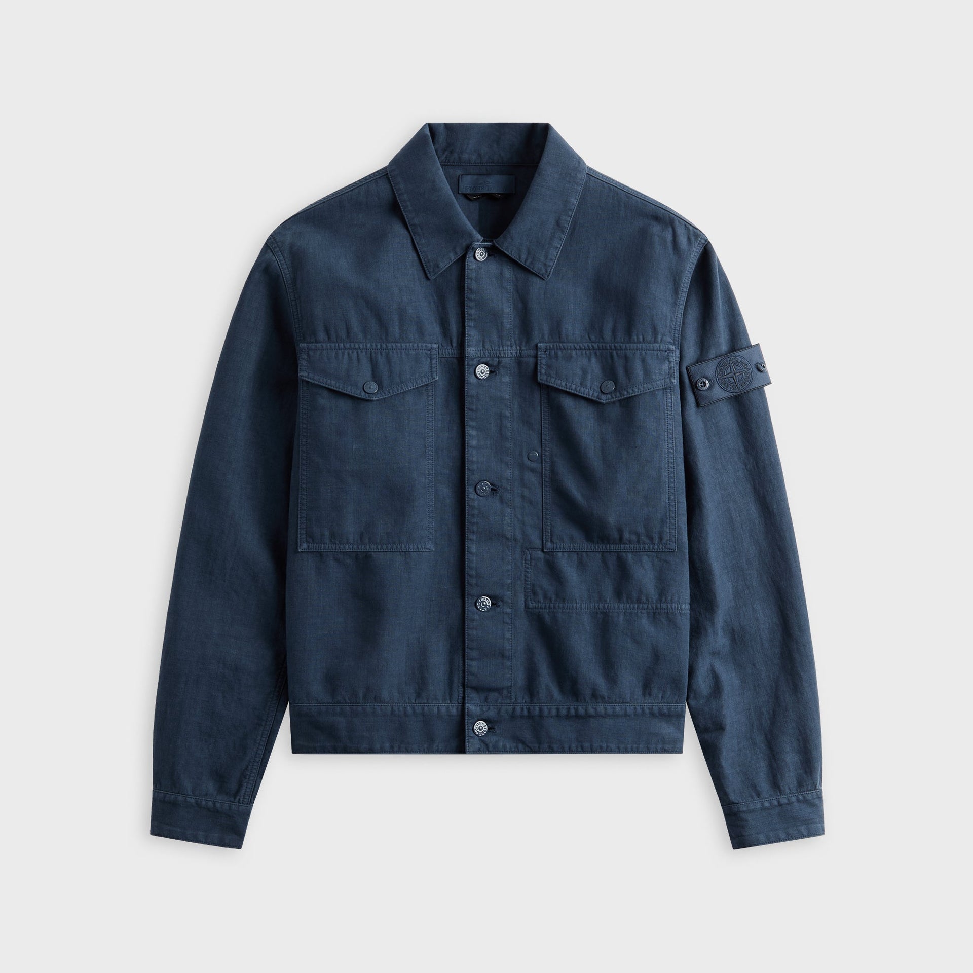 Stone Island Ghost Linen Blend  Coach Jacket - Slate Blue