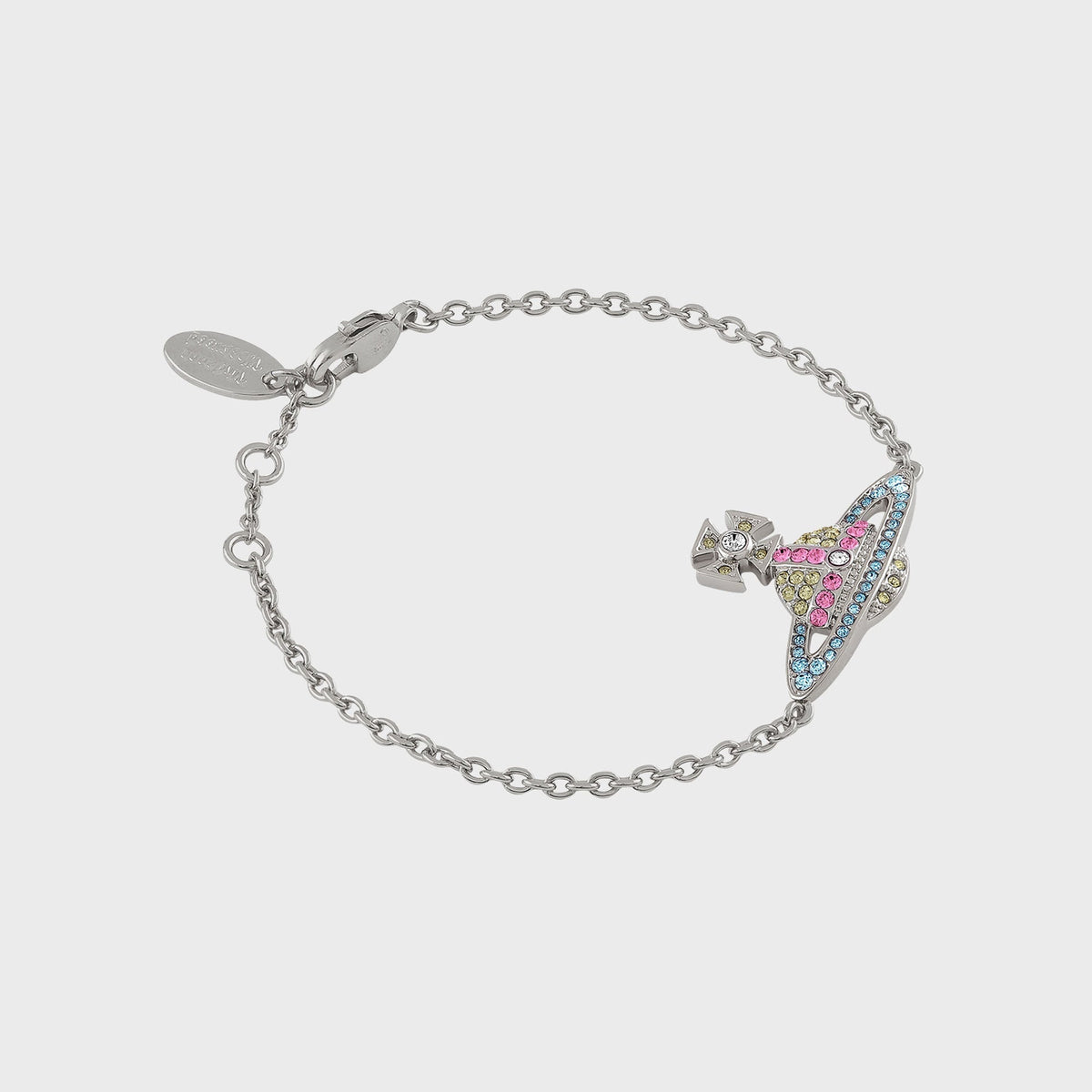 Vivienne Westwood Mini Bas Relief Chain Bracelet - Platinum / Aqua Bohemica