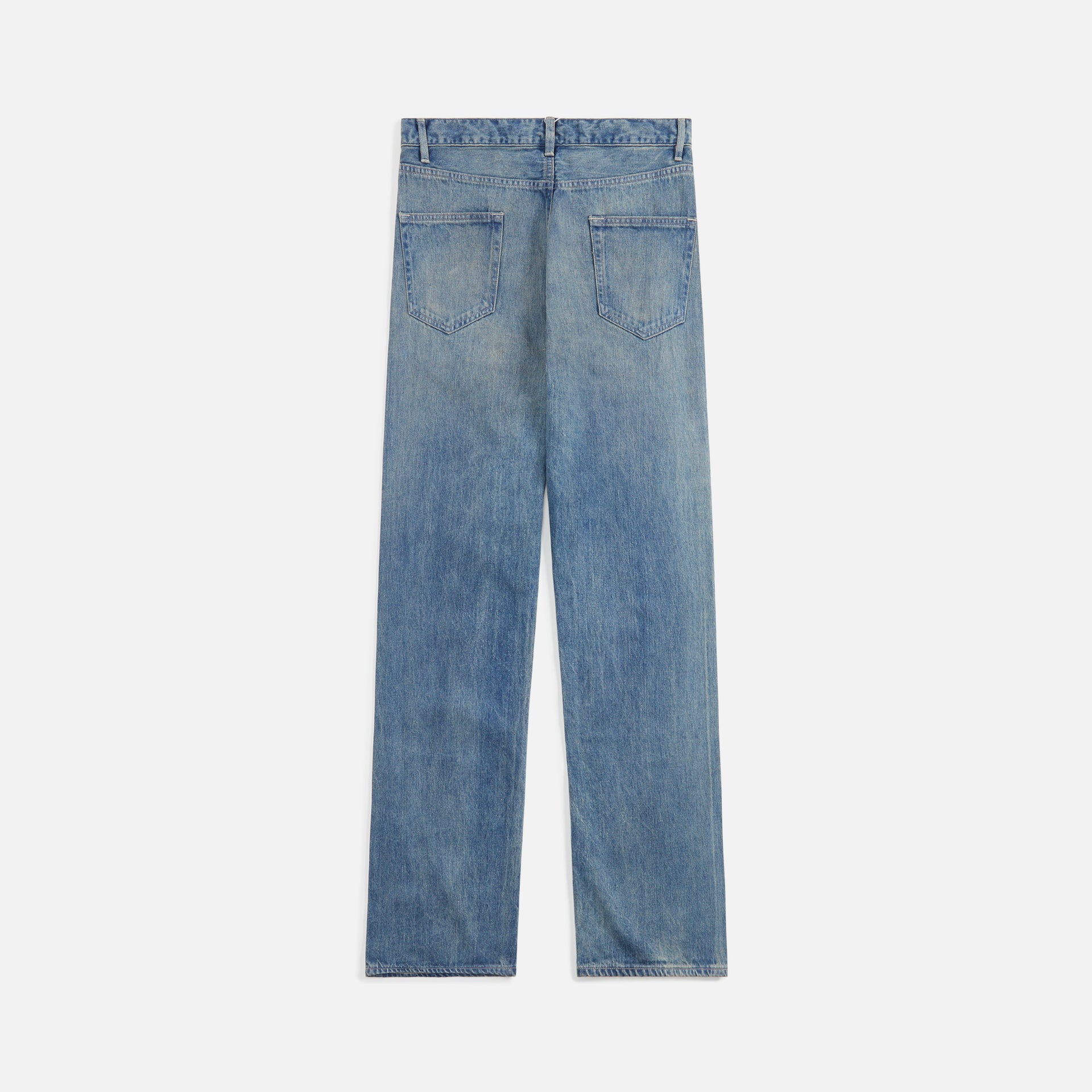 Auralee Selvedge Faded Light Denim Pants - Light Indigo