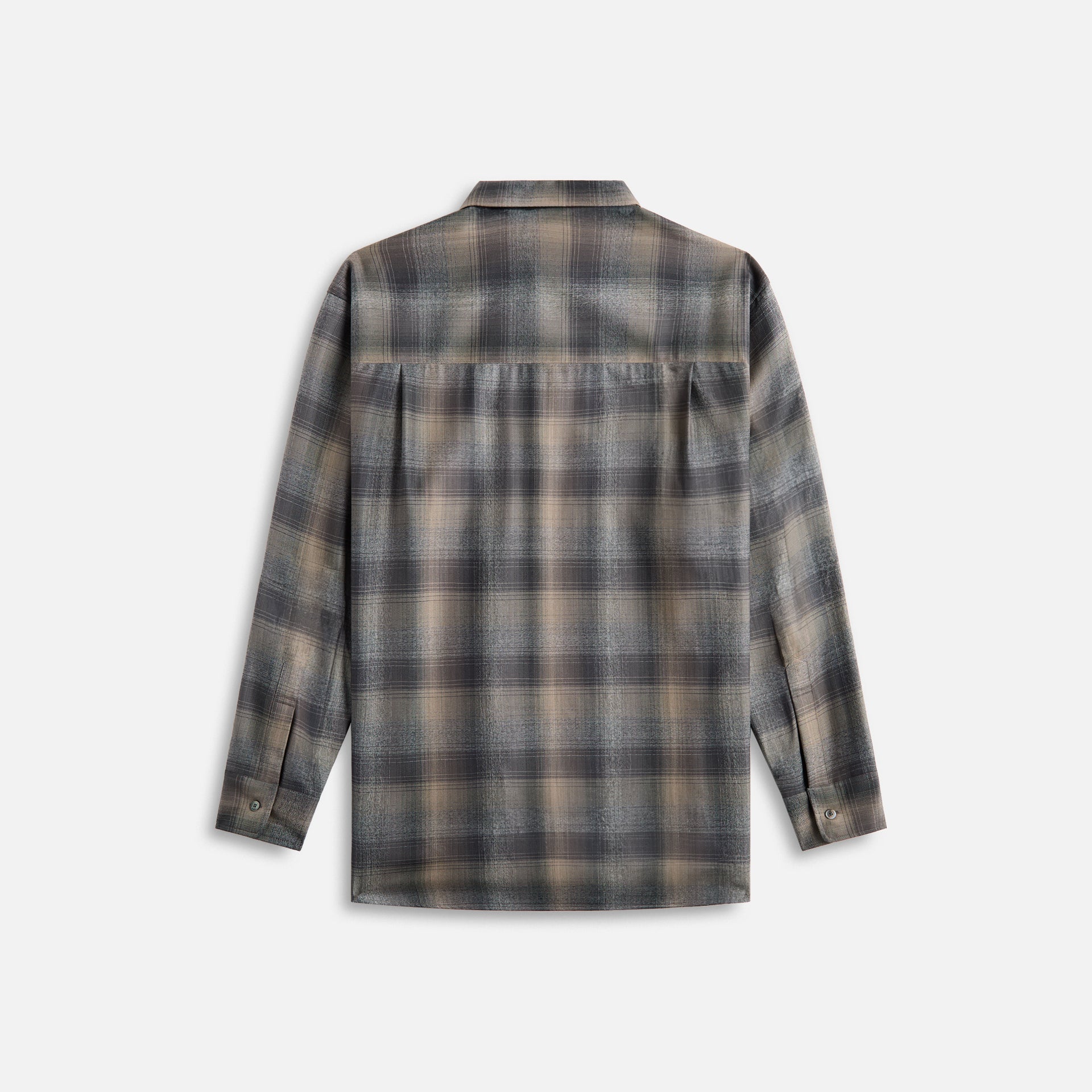 Auralee Super Light Wool Check Shirt Charcoal - Gray Check
