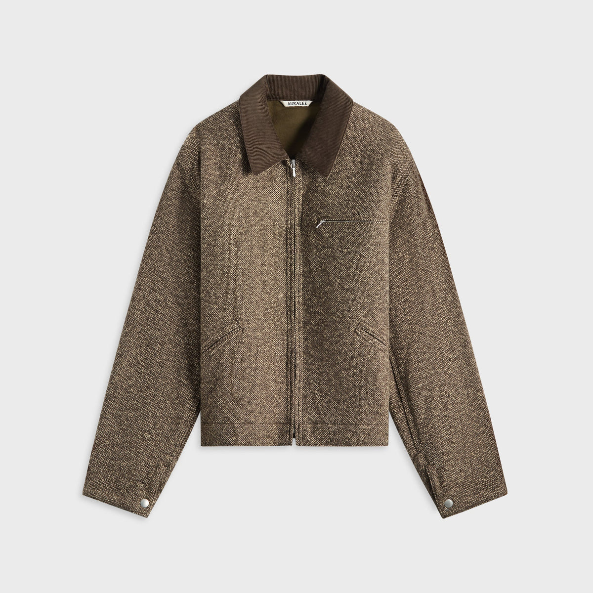 Auralee Homespun Tweed Zip Blouson - Brown
