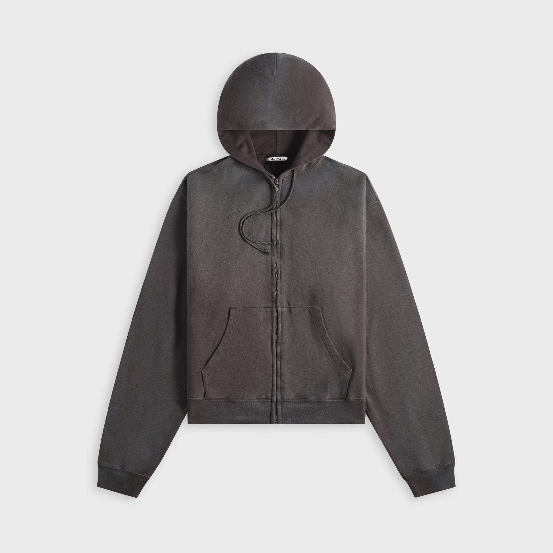 Auralee Product Dyed Pima Light Sweat Zip Parka - Ink Black
