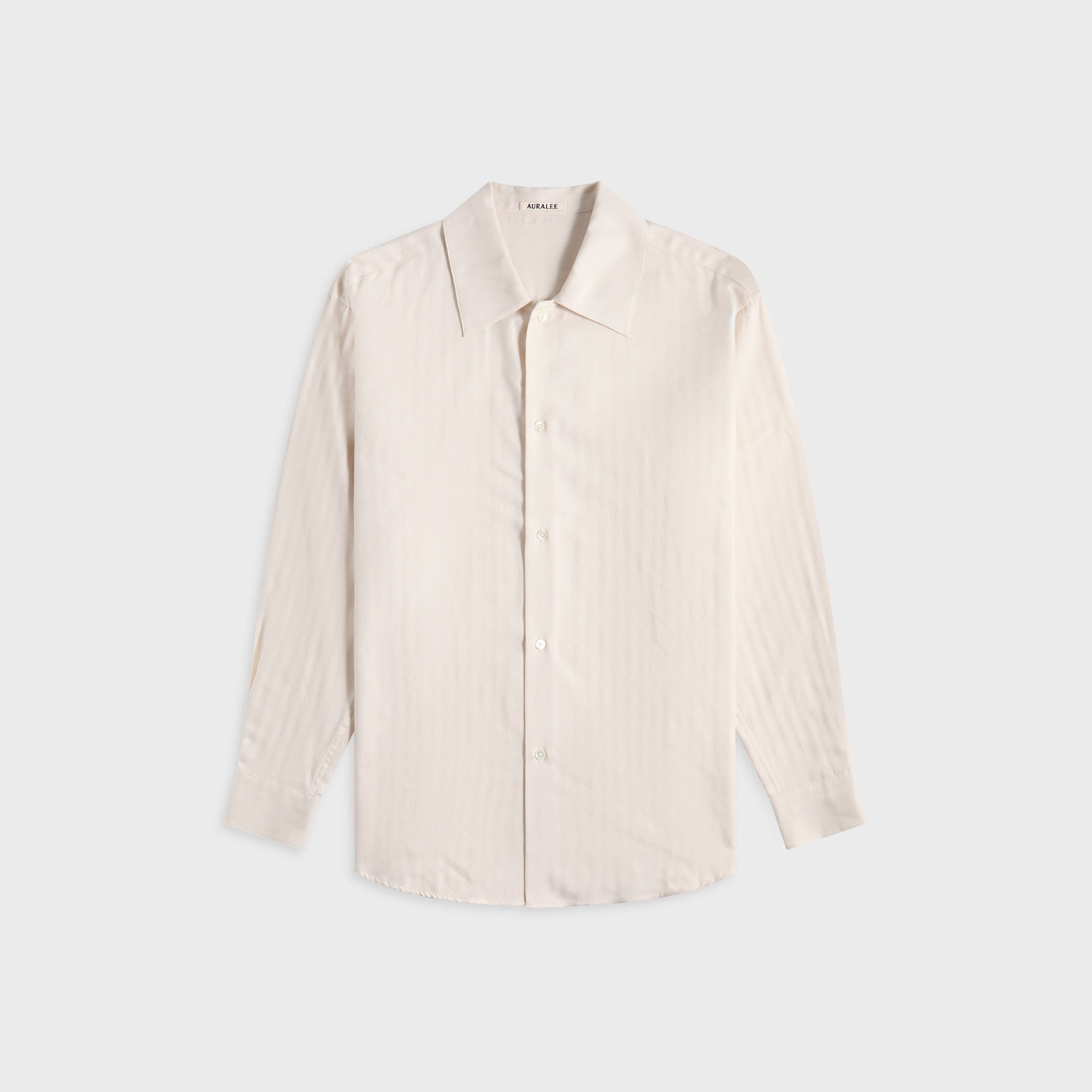 Auralee Cotton Cashmere Herringbone Shirt - Ivory White