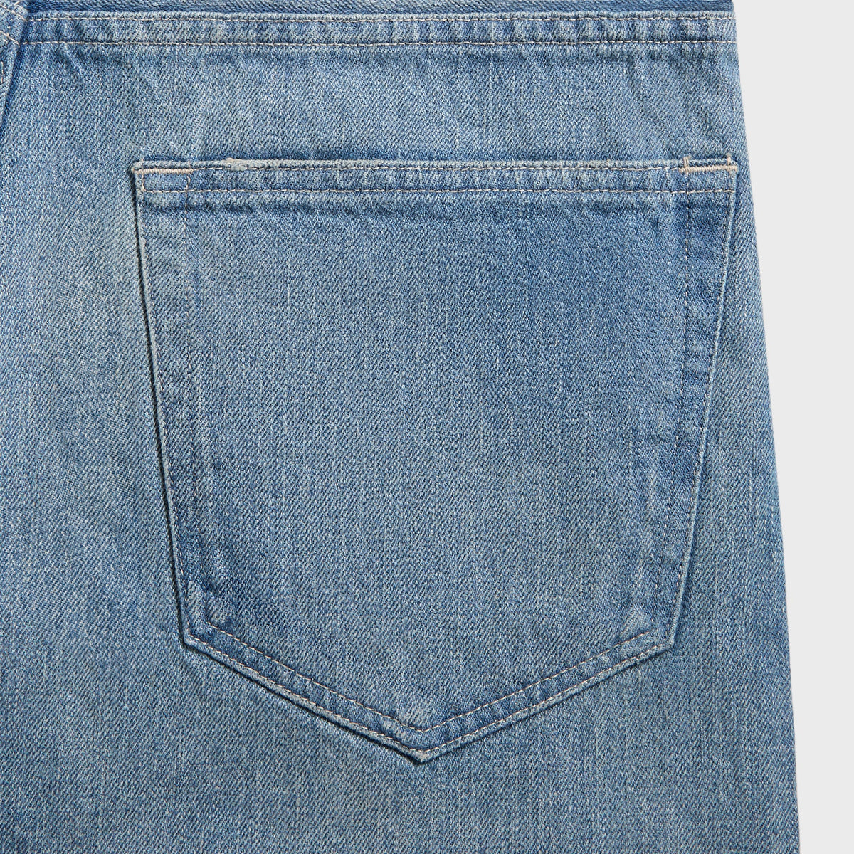 Auralee Selvedge Faded Light Denim Wide Pants in Light Indigo