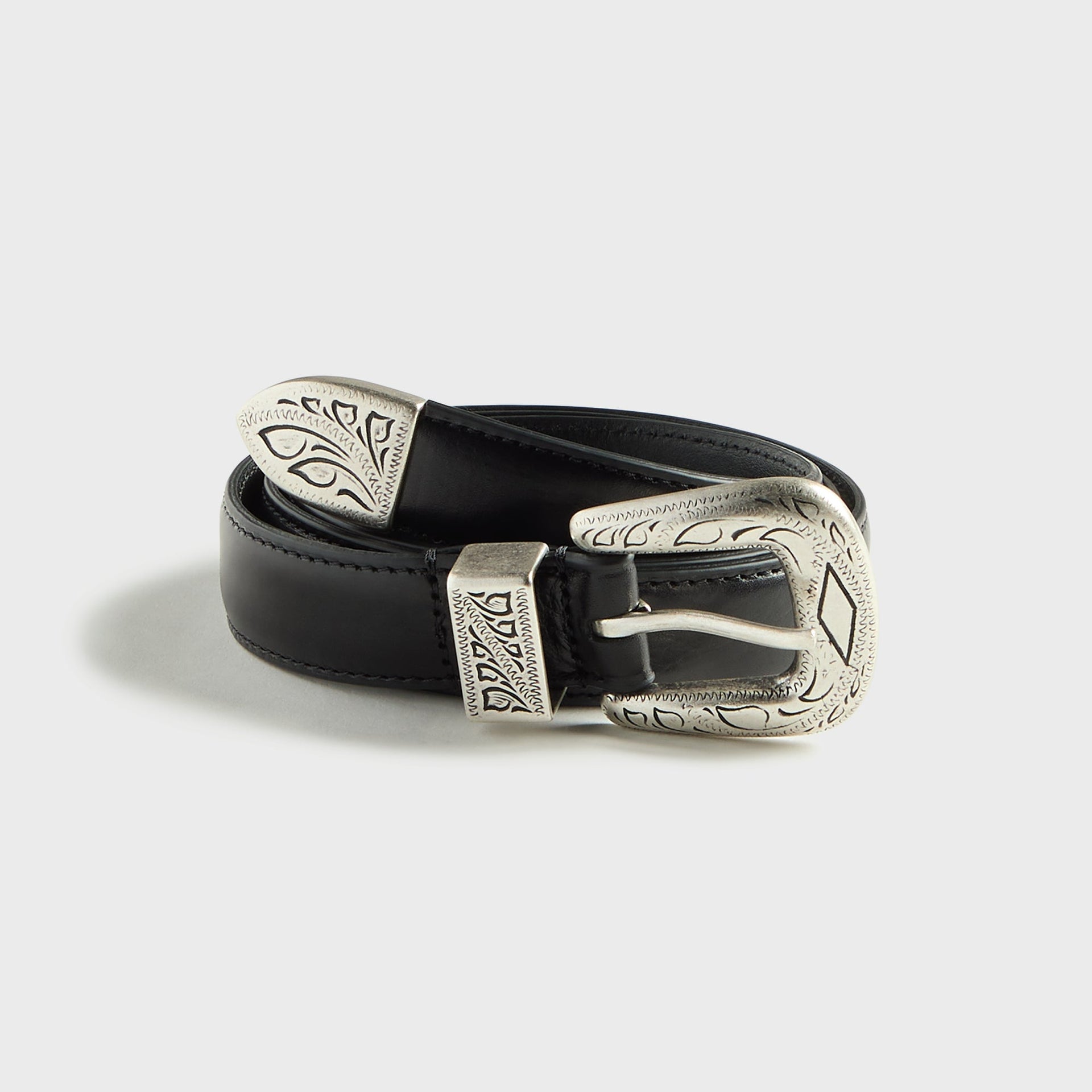 Anderson's Calf Leather 25mm Engraved Western Belt - Black