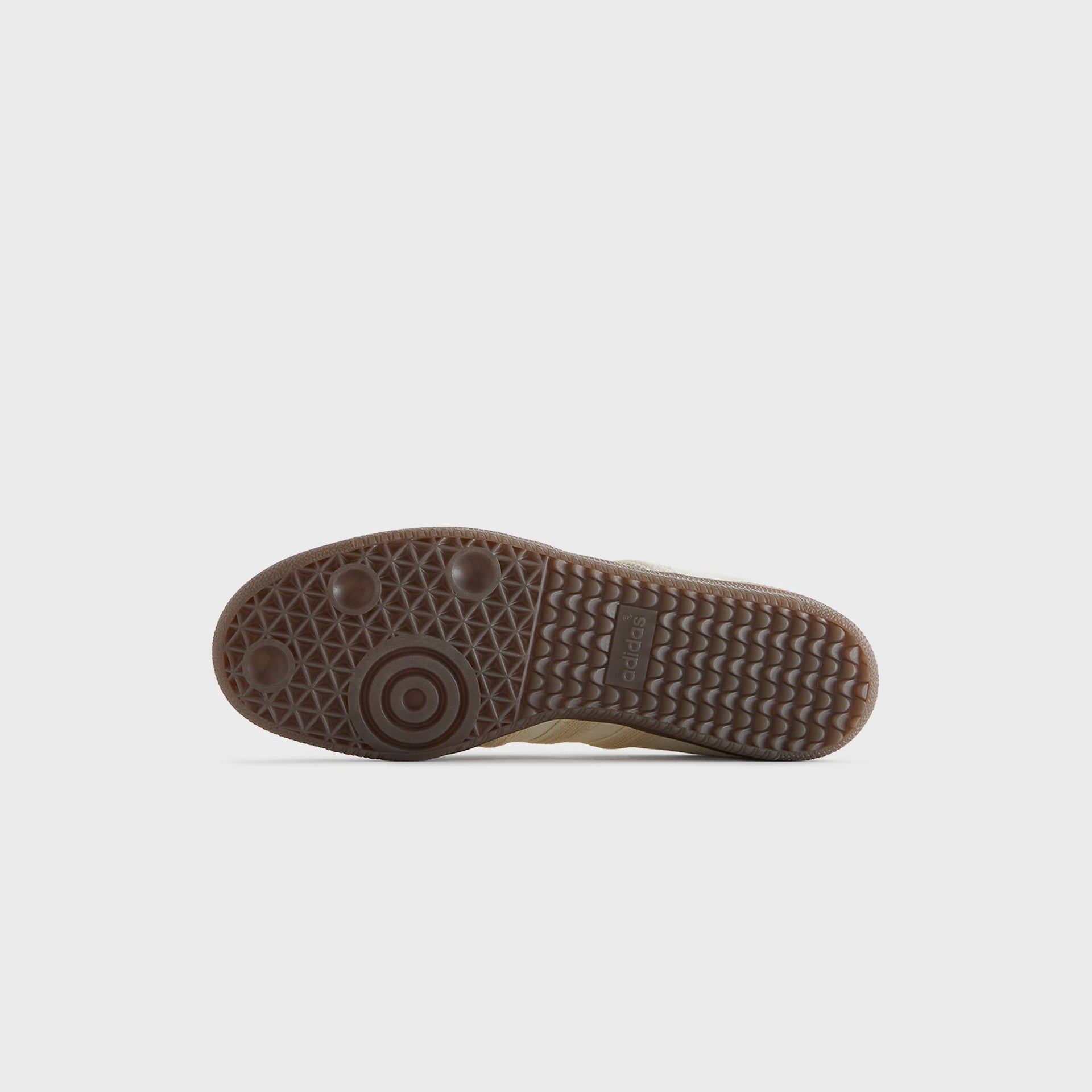 Outsole of the Kith for adidas Originals Samba "Denim" sneaker showing the adidas gum rubber tread
