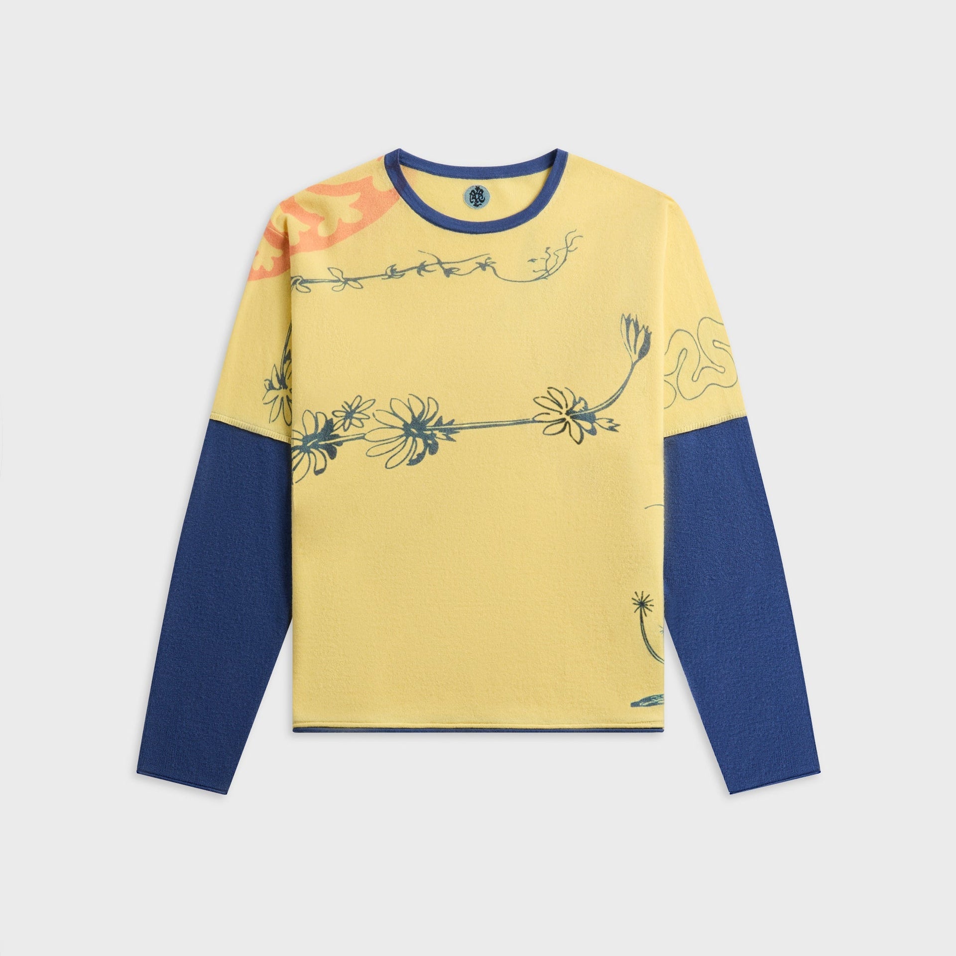 Adrian Cashmere Daisy Double Layer Tee - Yellow