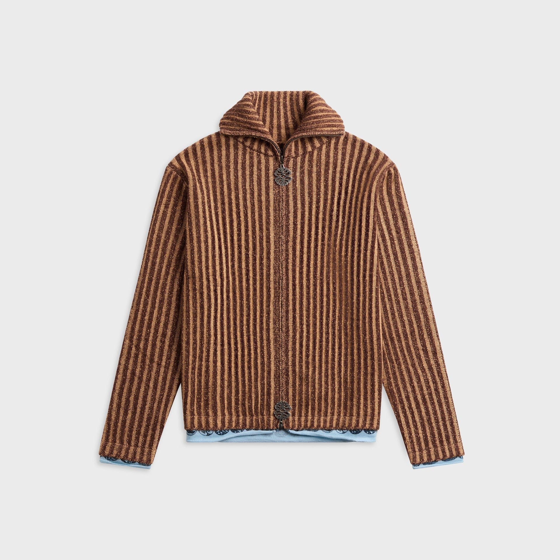 Adrian Cashmere Chestnut Full Zip Sweater - Brown