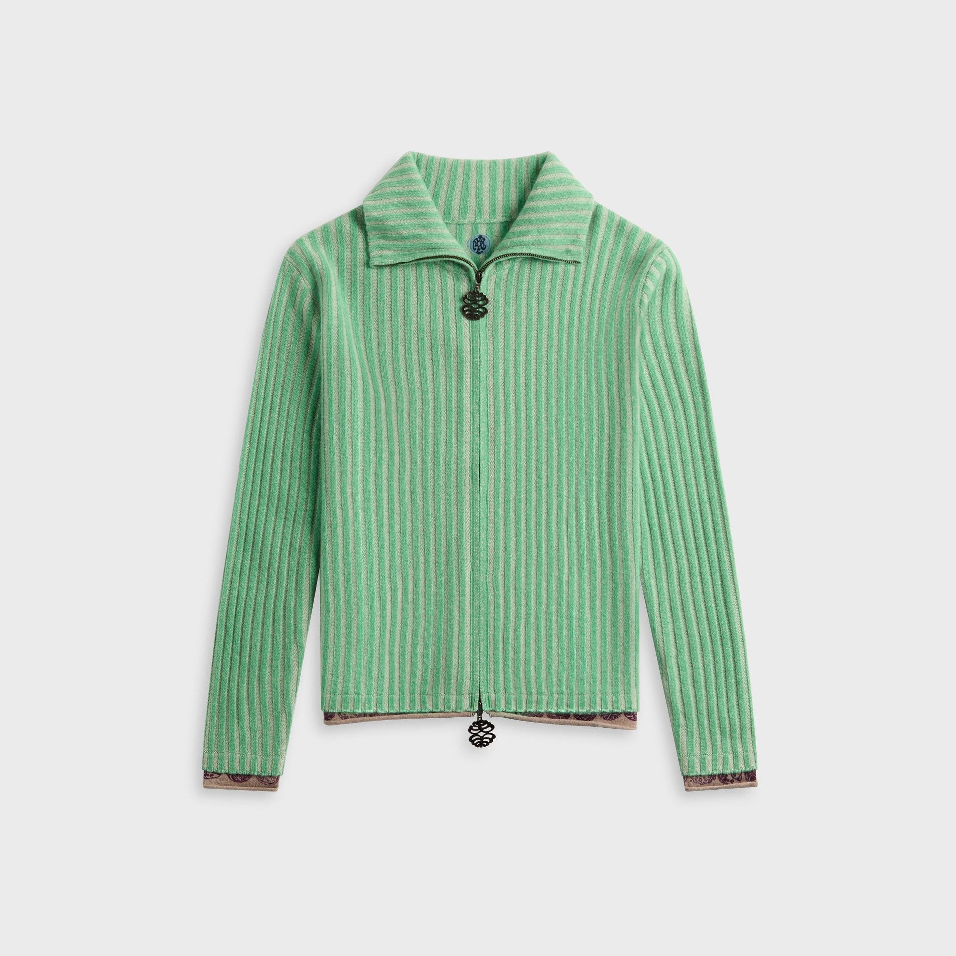 Adrian Cashmere Sugar Snap Full Zip Sweater - Green