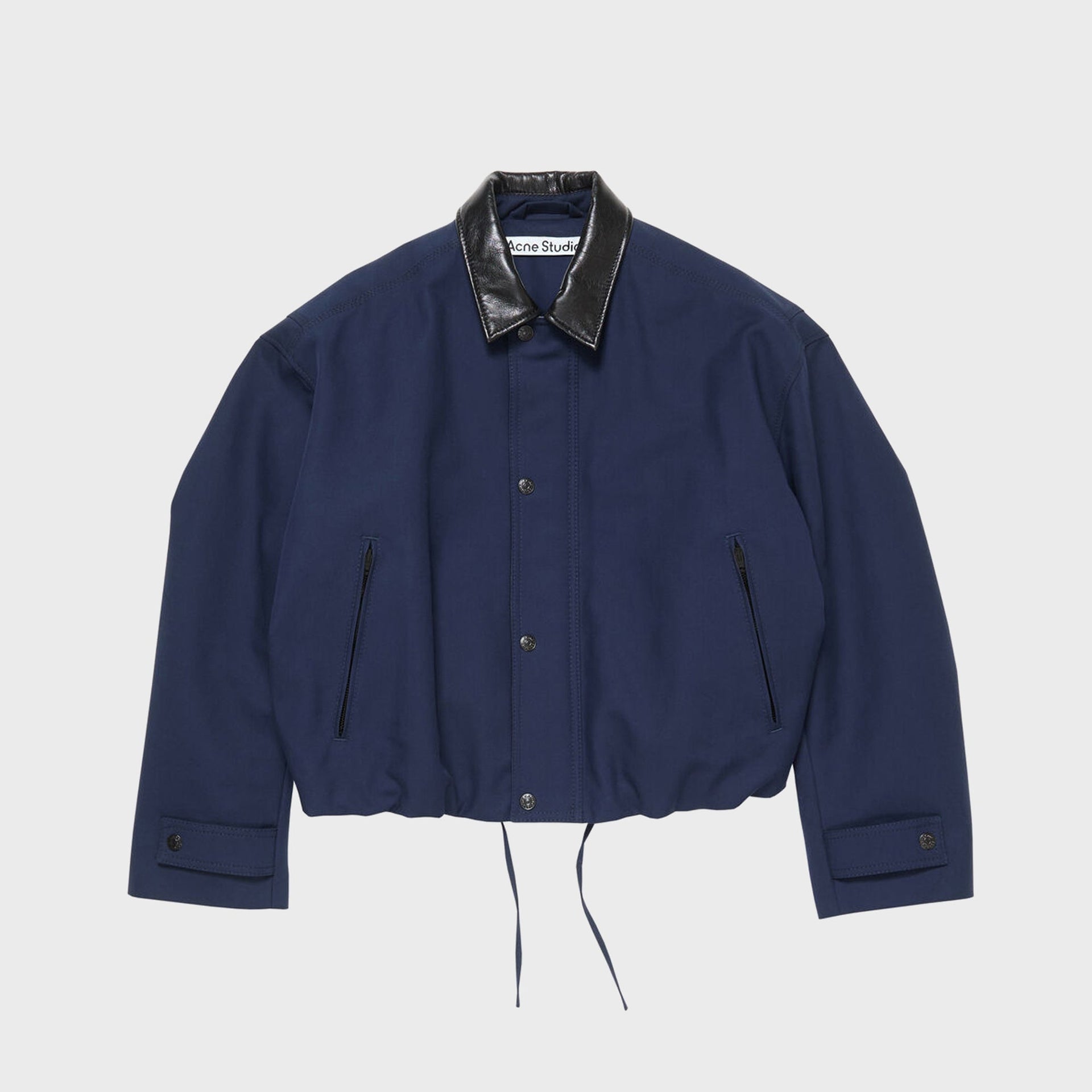 Acne Studios Faux Leather Collar Bomber Jacket - Navy