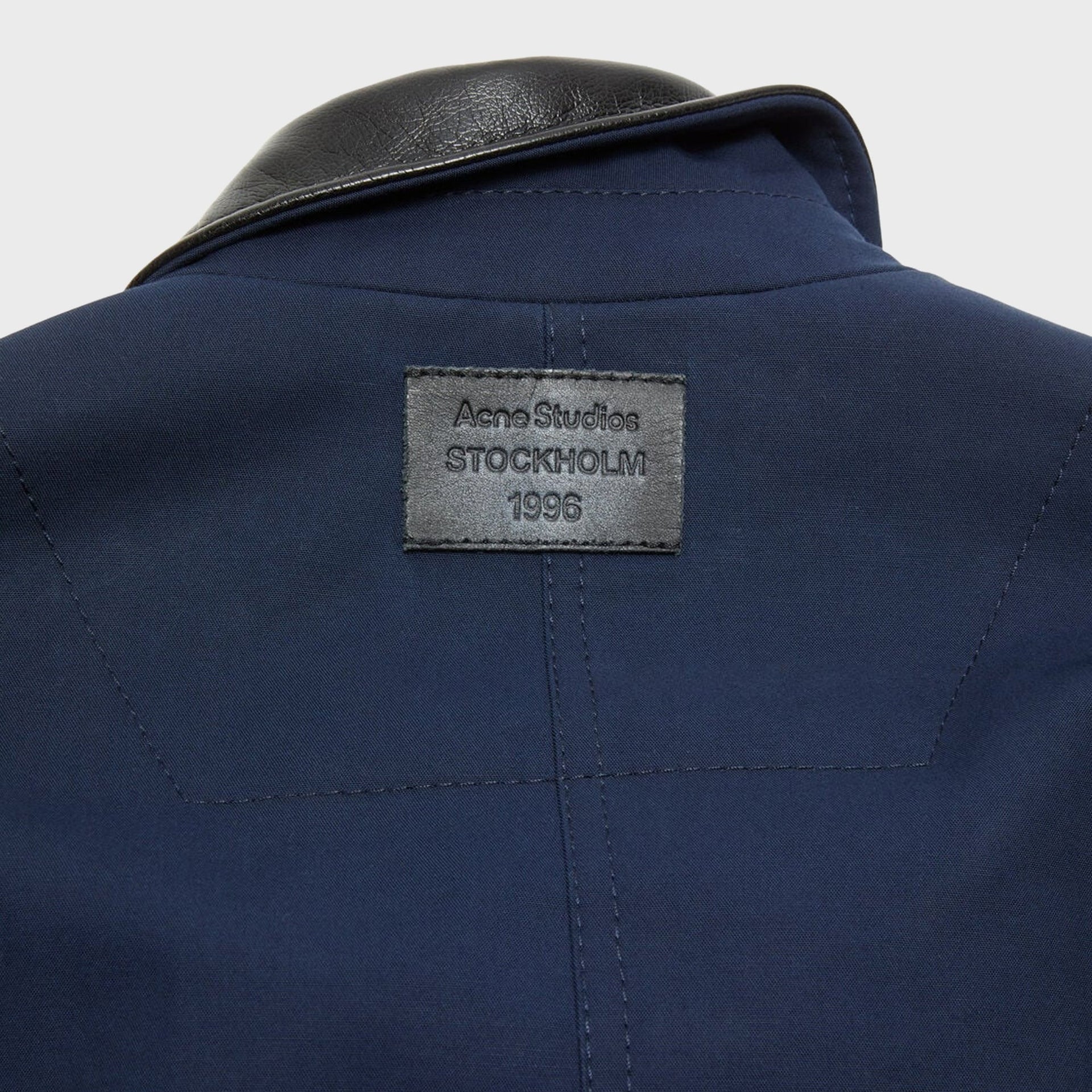 Acne Studios Faux Leather Collar Bomber Jacket - Navy