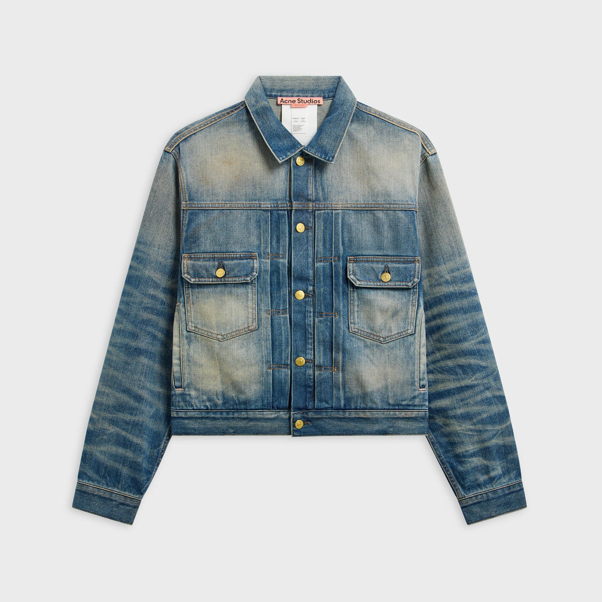 Acne Studios Scraped Denim Jacket - Mid Blue