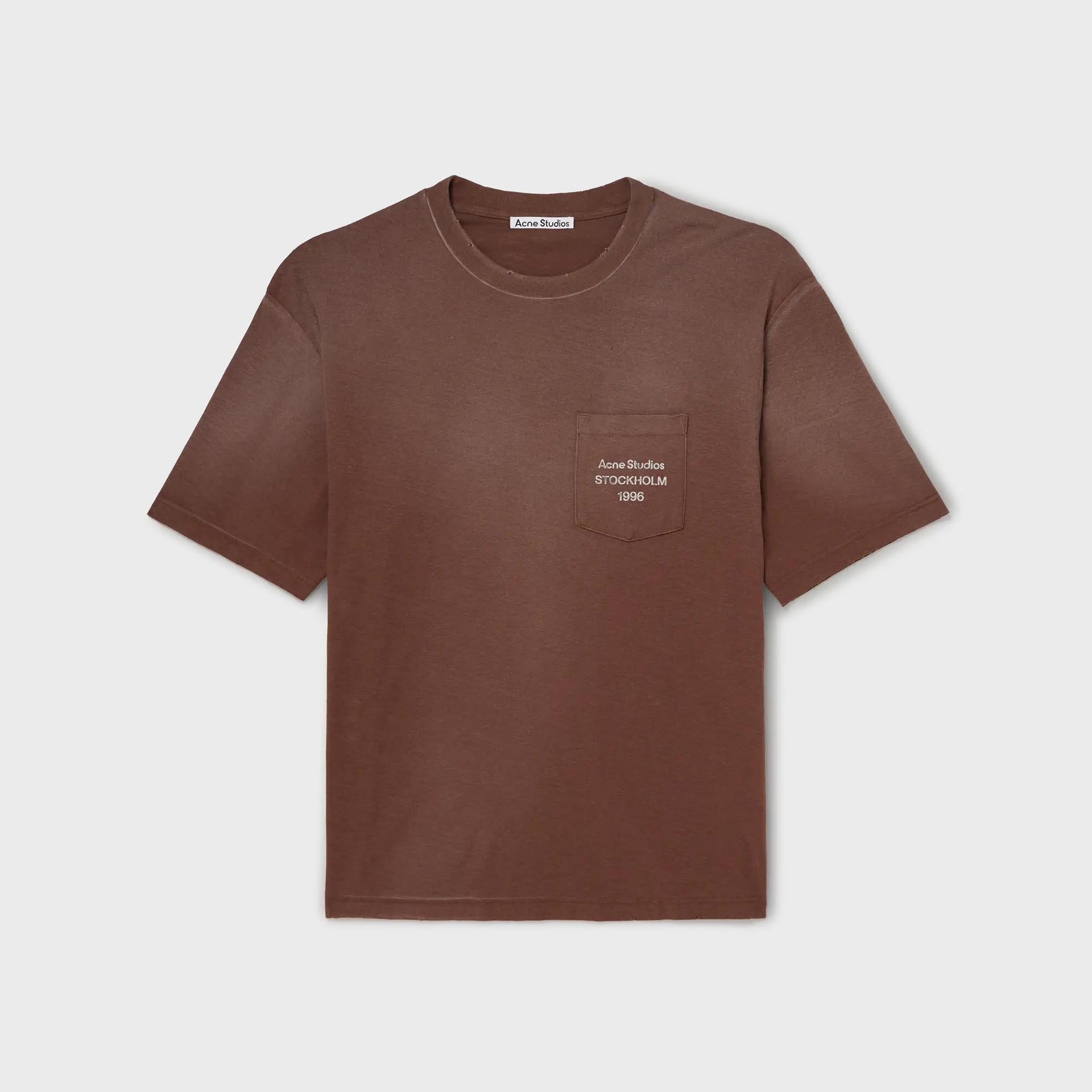 Acne Studios Exford U Distressed Pocket Tee - Chocolate Brown