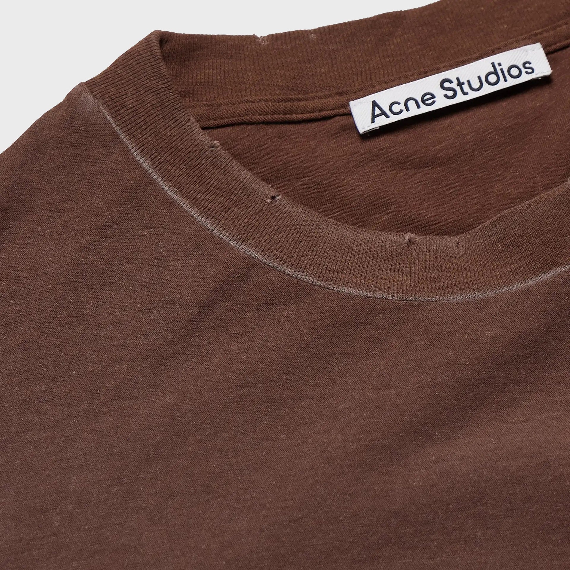 Acne Studios Exford U Distressed Pocket Tee - Chocolate Brown