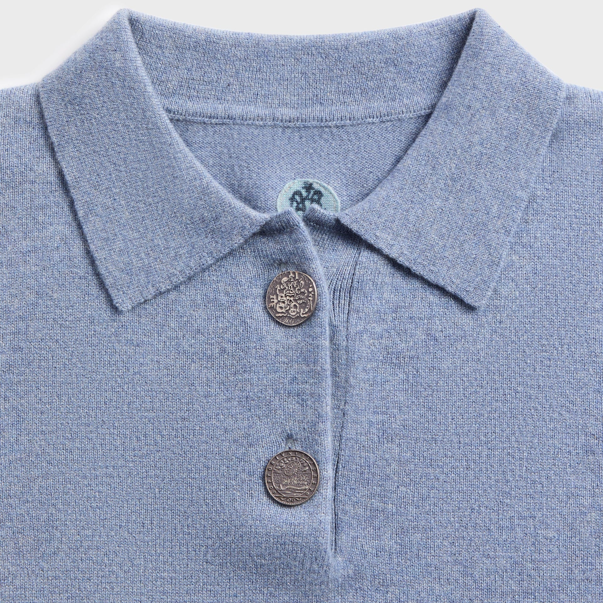 Adrian Cashmere Coin Polo - Blue