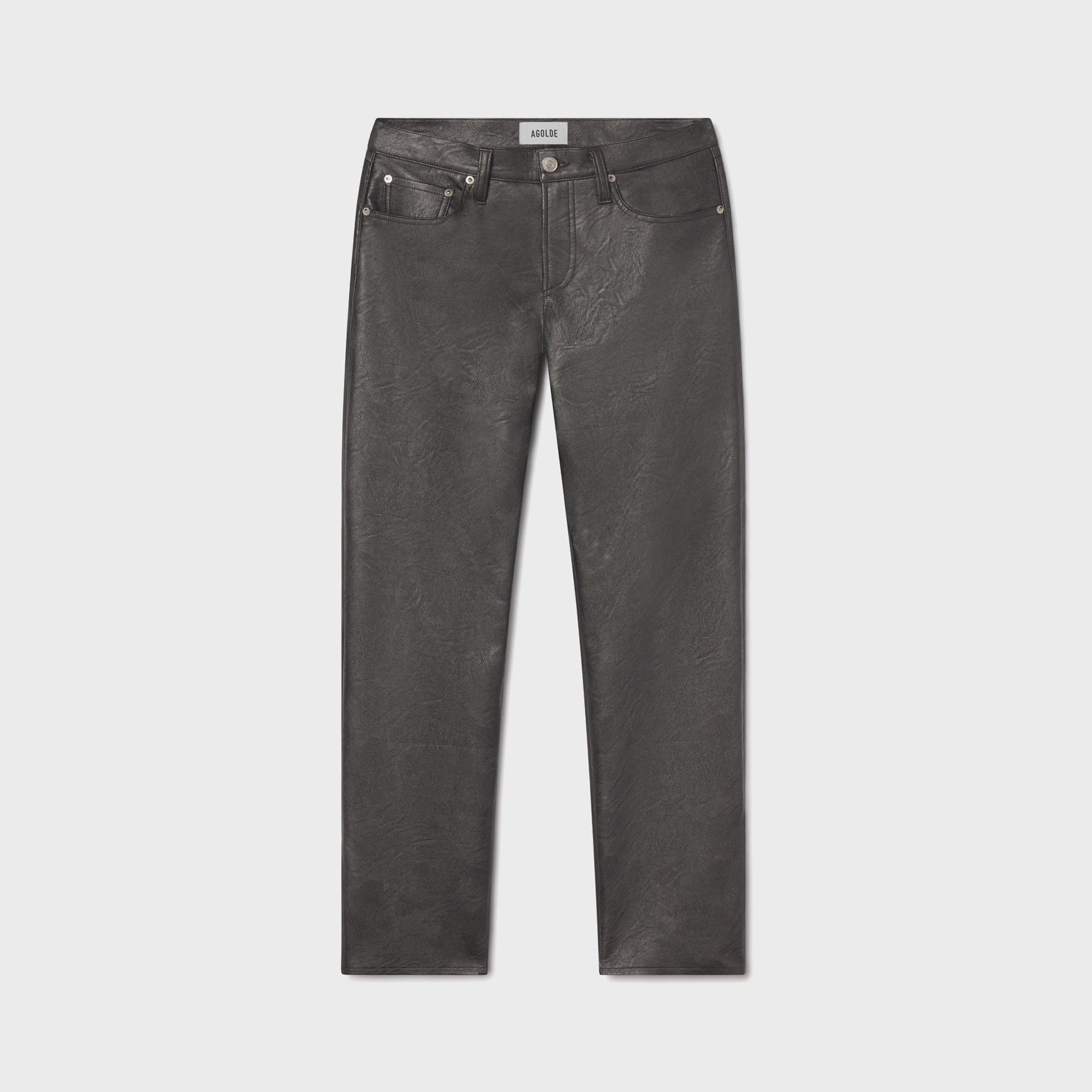 Agolde Low Rise Slim Leather Jeans - Gunmetal