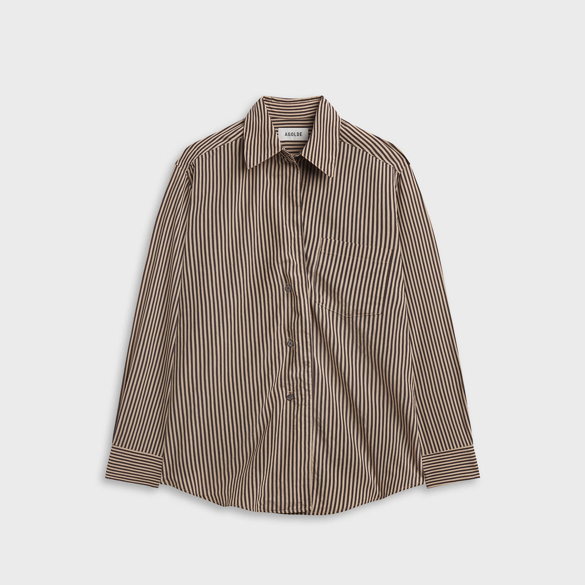 Agolde Aris Shirt - Trace Stripe Chocolate / Taupe