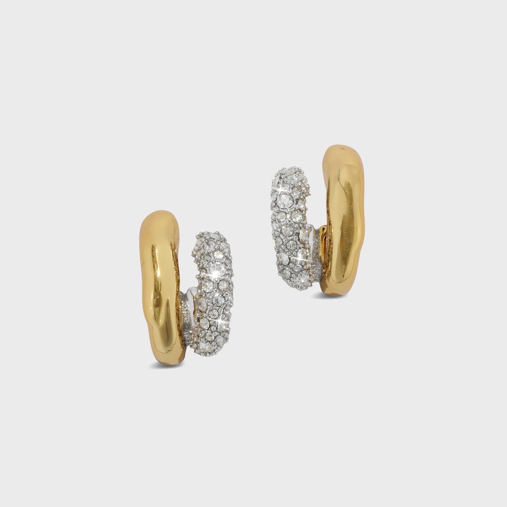 Alexis Bittar Solanales Crystal Double Hoop Earrings - Gold / Silver