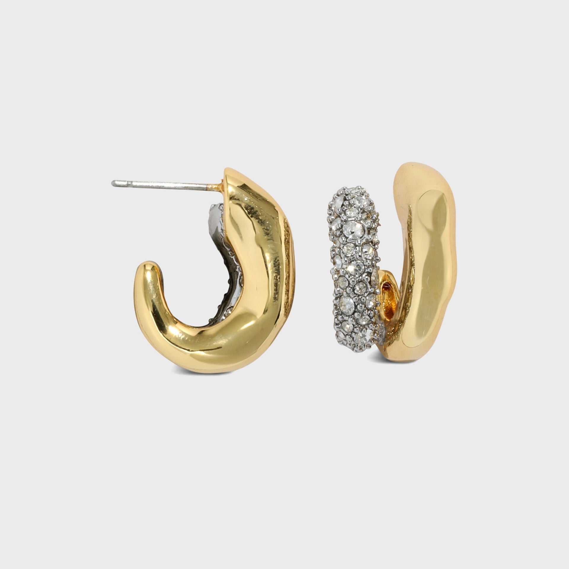 Alexis Bittar Solanales Crystal Double Hoop Earrings - Gold / Silver