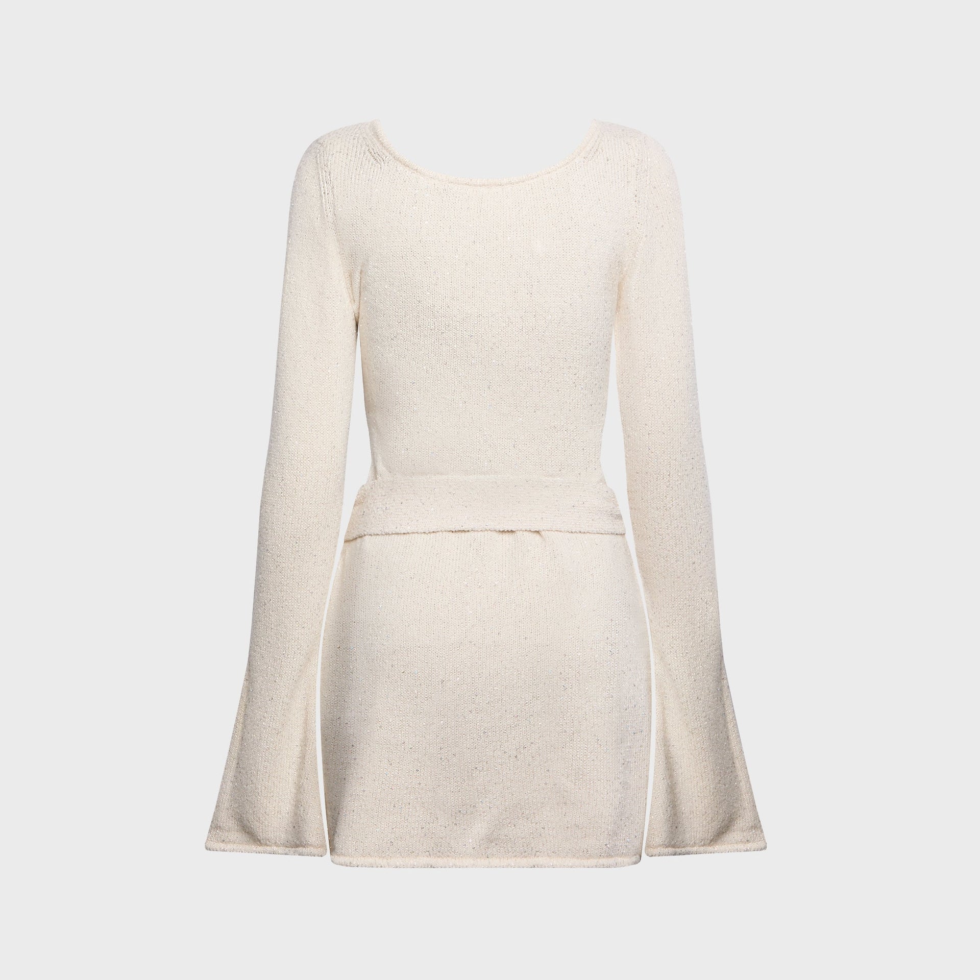 Asta Resort Maya Long Sleeve Mini Belted Dress - Salt Sequin