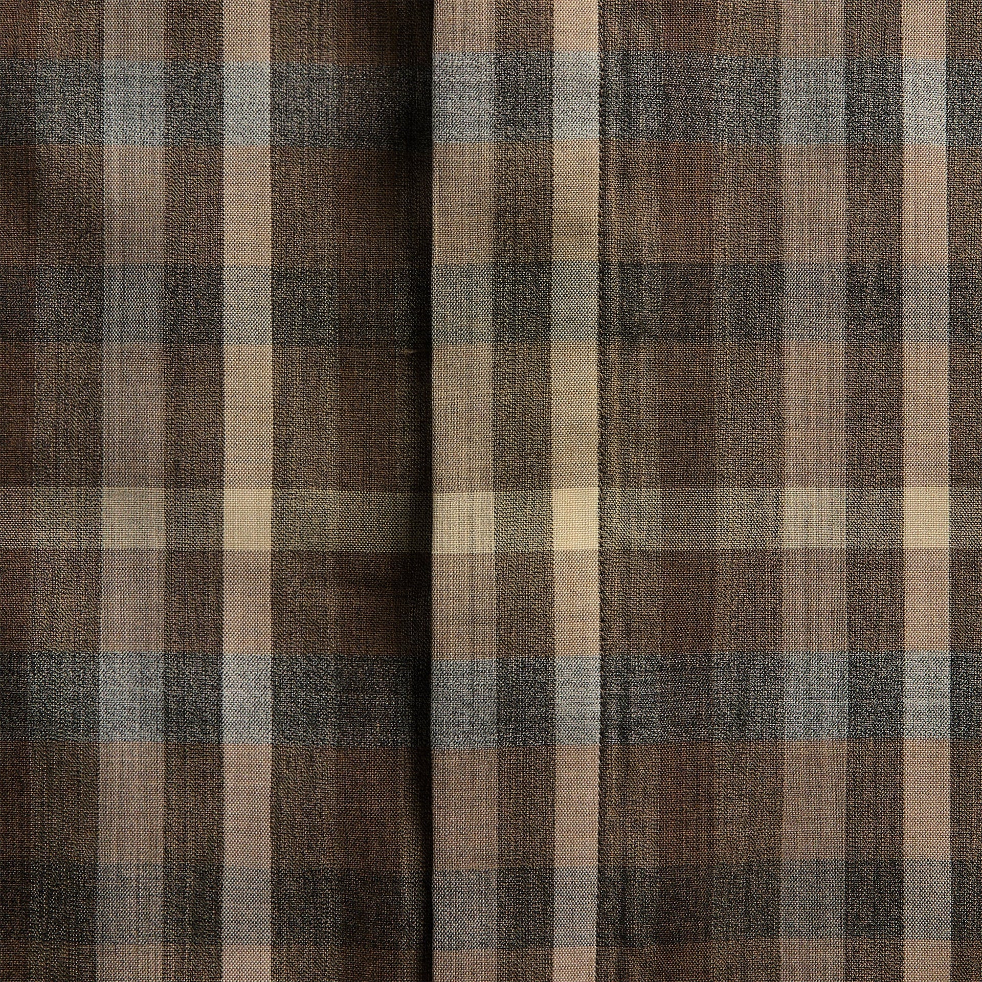 Auralee Super Fine Tropical Wool Check Short Sleeve Shirt - Brown