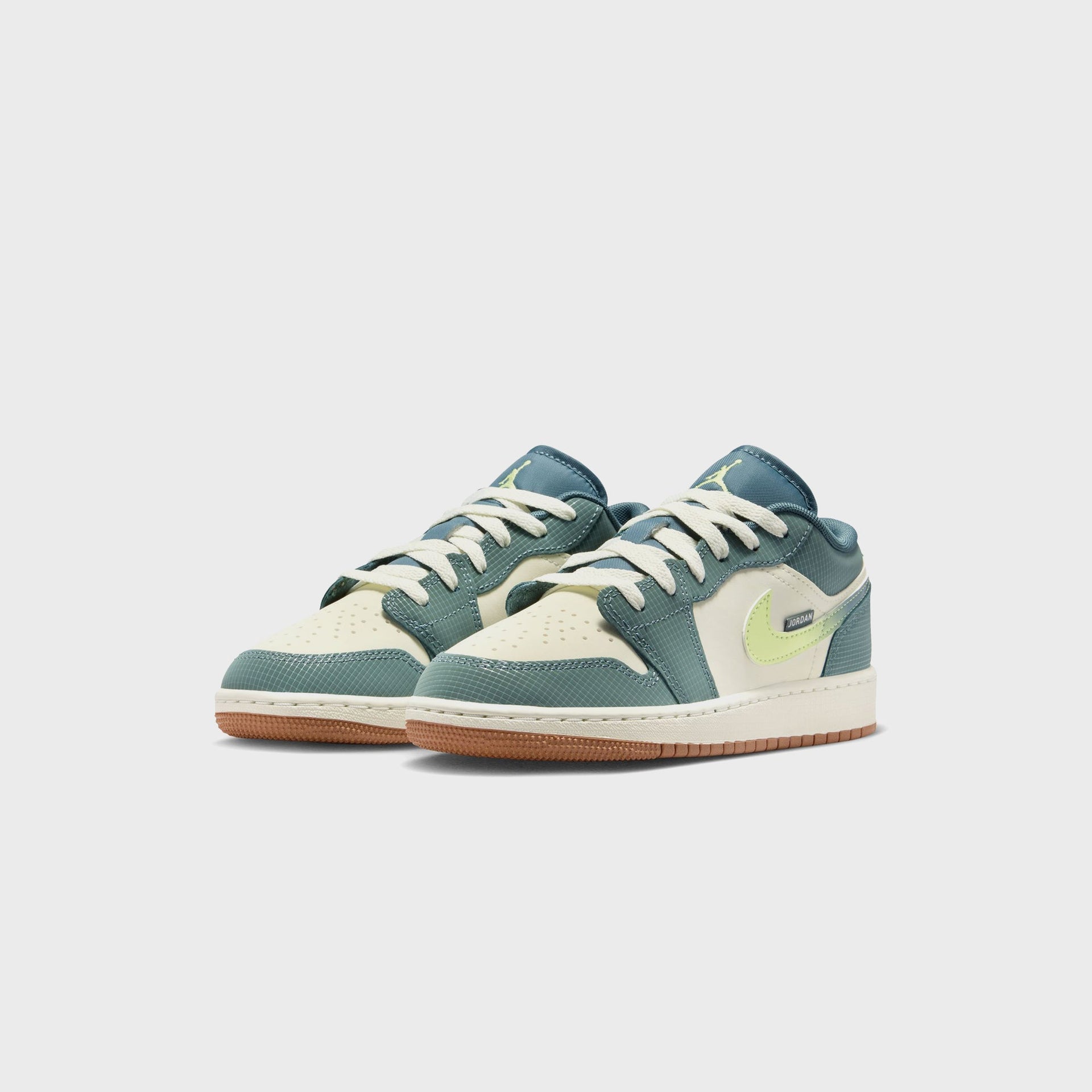 Jordan GS Air Jordan 1 Low SE - Sea Glass / Hasta / Gum Medium Brown / Light Lemon Twist