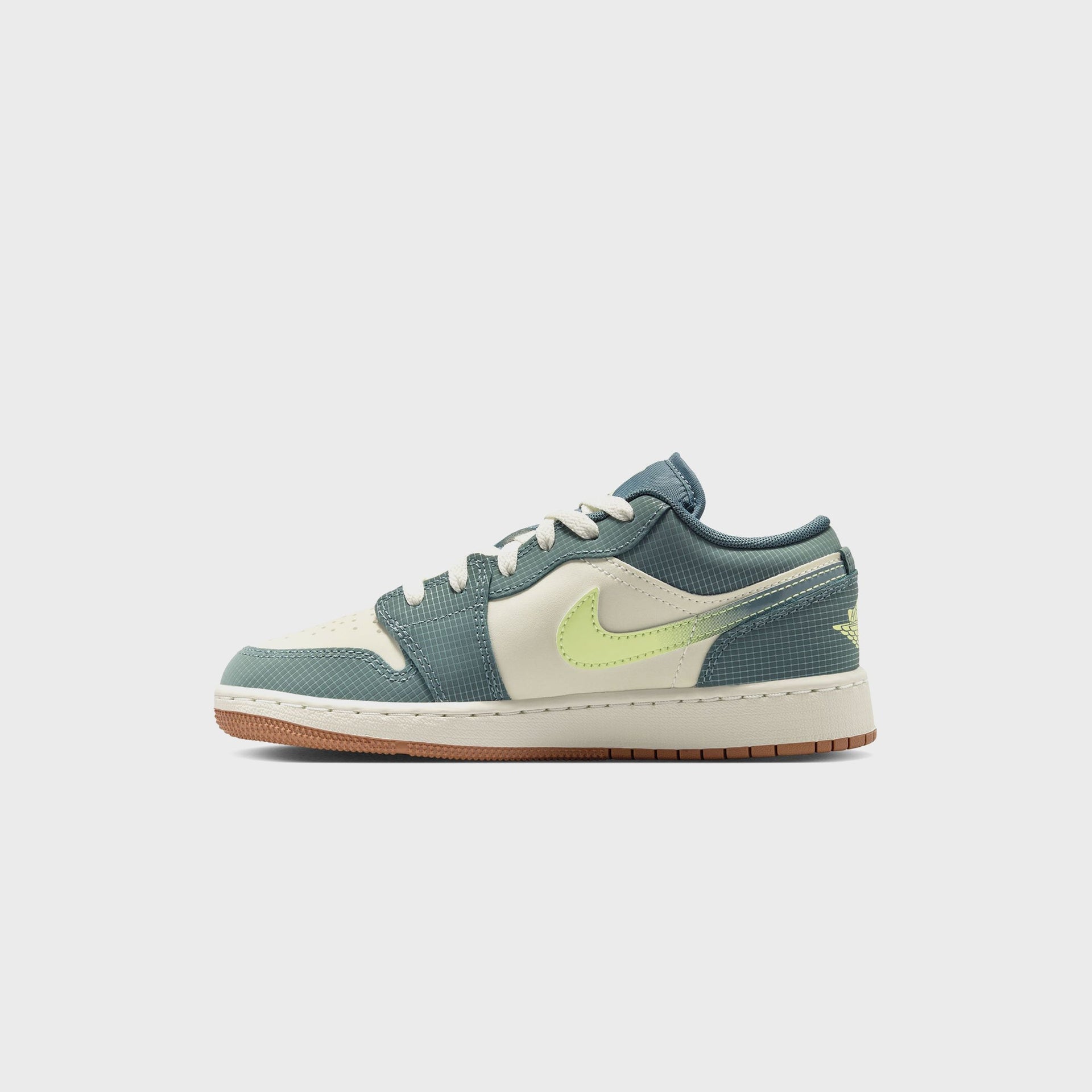 Jordan GS Air Jordan 1 Low SE - Sea Glass / Hasta / Gum Medium Brown / Light Lemon Twist