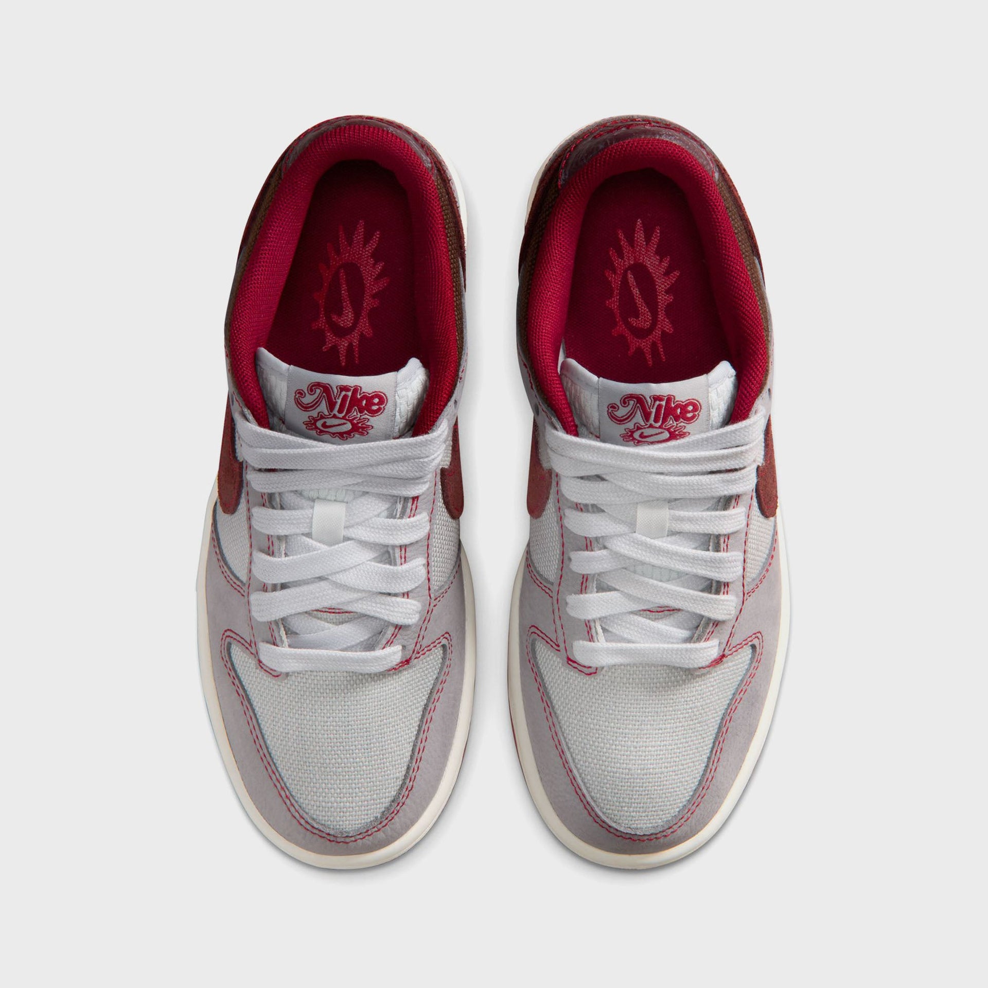 Nike GS Dunk Low LV8 1 - Pure Platinum / Wolf Grey / Team Red / Burgundy Crush