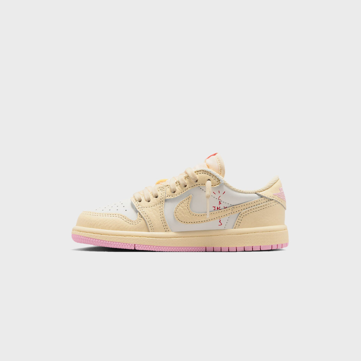 Jordan x Travis Scott PS Jordan 1 Retro Low OG - Muslin / Shy Pink / Sail / University Red