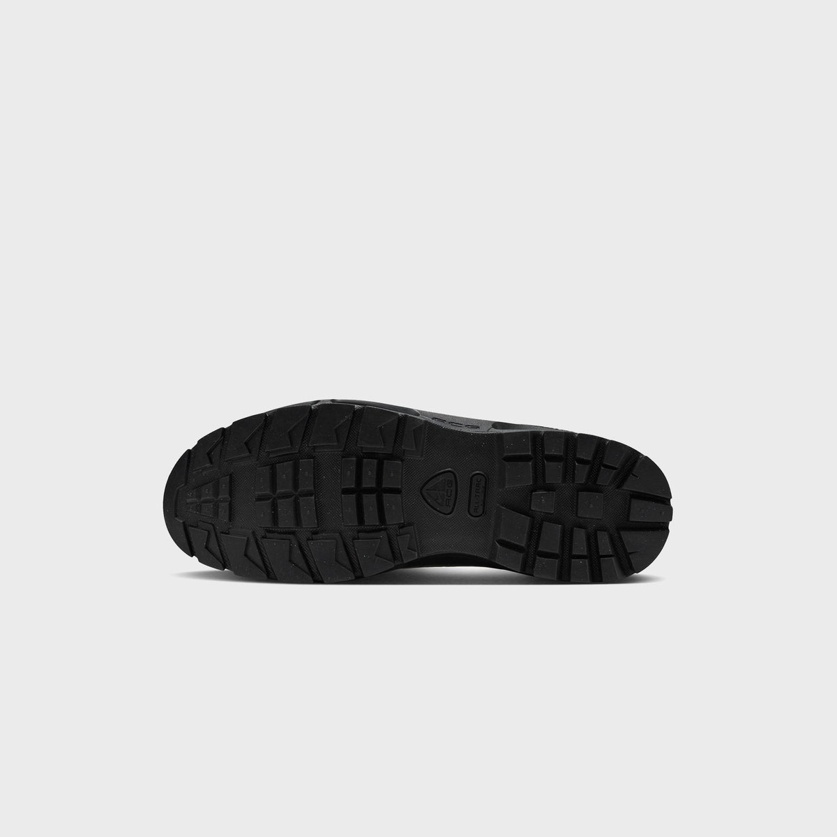 Nike Air Max Goadome Low black outsole view showing deep lug tread pattern