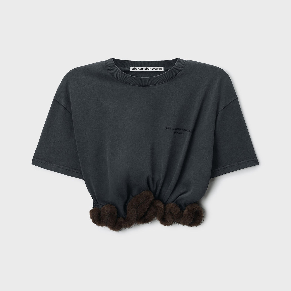 Alexander Wang Faux Fur Trim Tee - Washed Black
