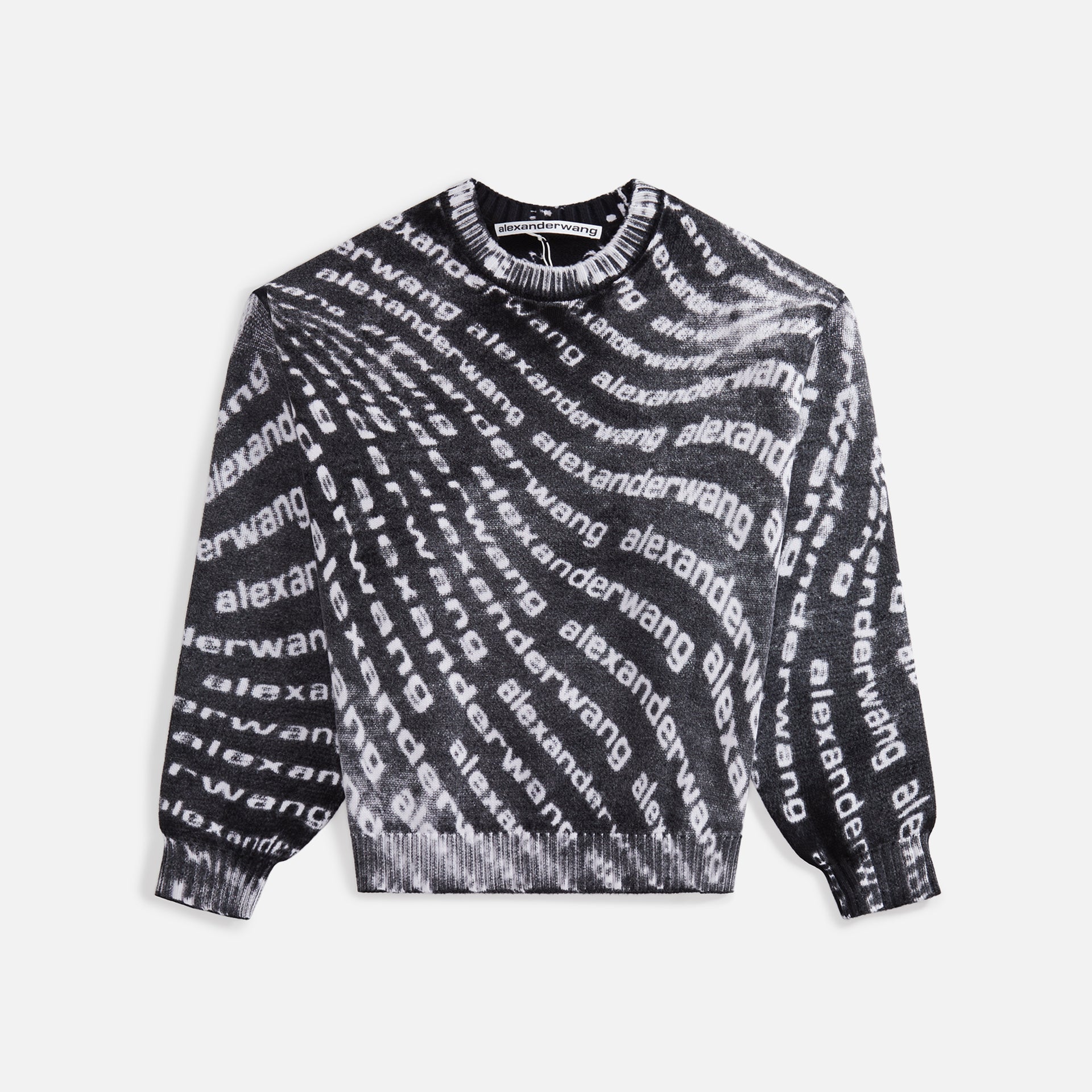 Alexander Wang Crewneck Pullover with Reverse Printed Logo Wave - Black
