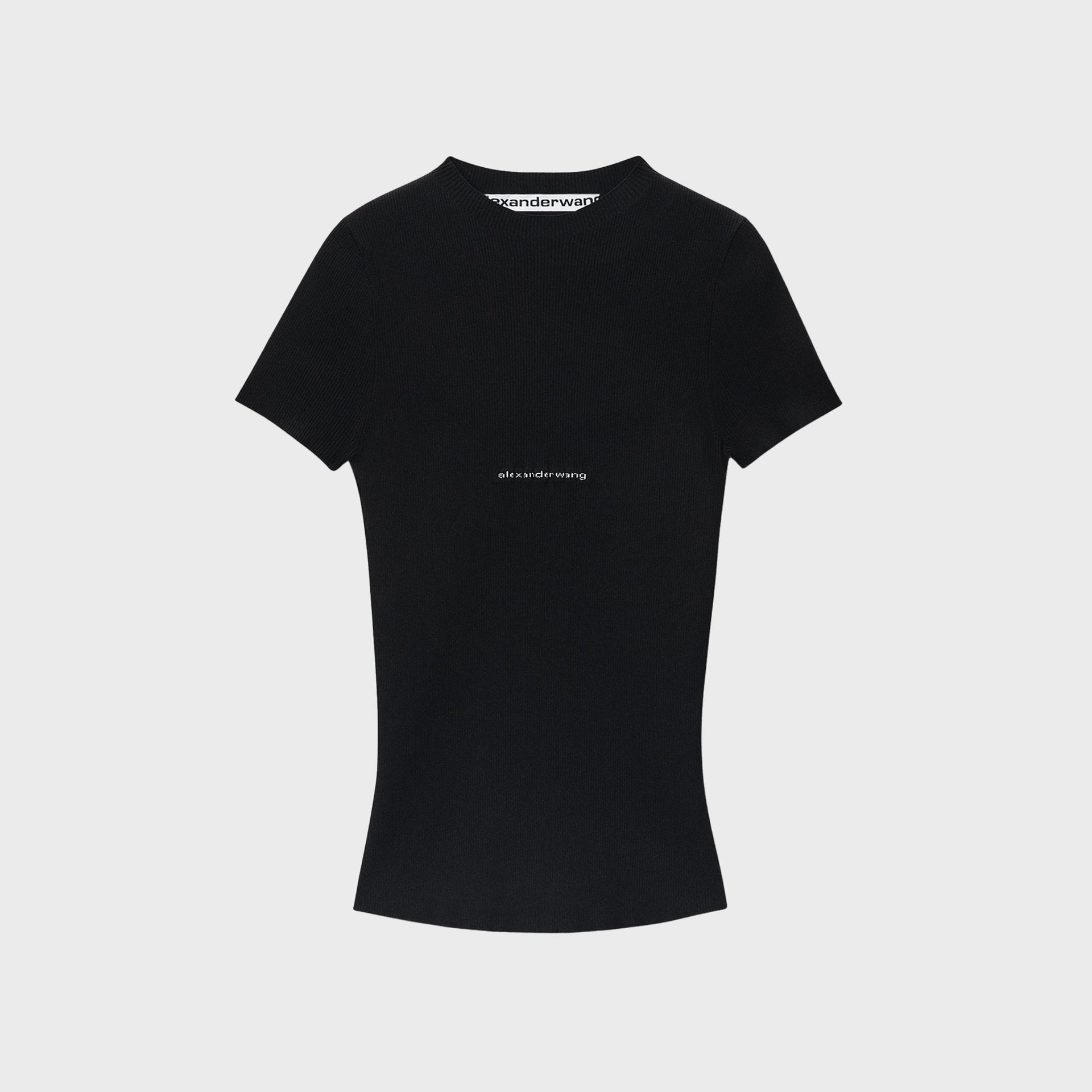 Alexander Wang Crewneck Top with Jacquard Logo - Black