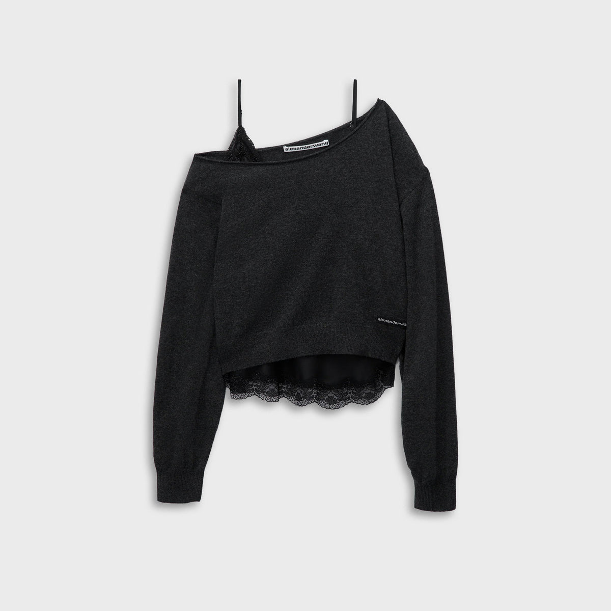 Alexander Wang Off Shoulders Layered Sweater - Charcoal